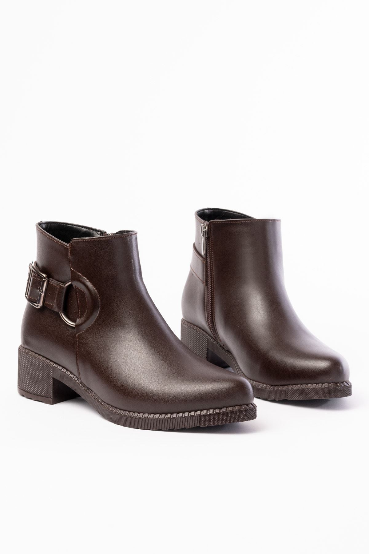 Quilor Brown Zipper Women's Boots