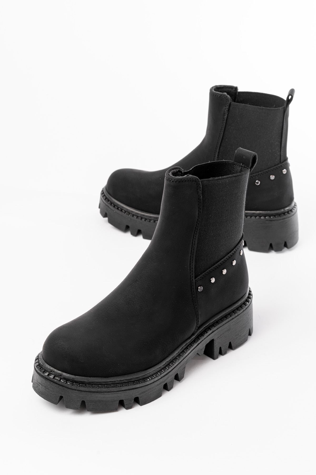 Veniro Black Elastic Women's Boots