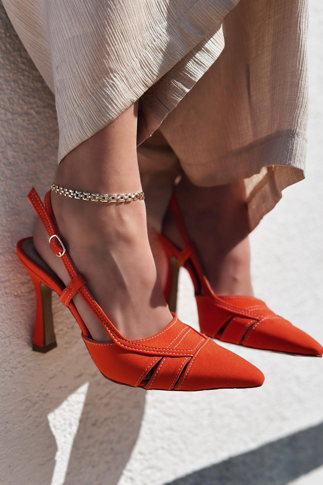 Loricel Nubuck High Heel Stiletto Orange