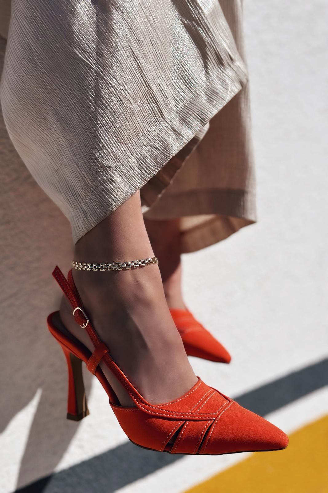 Loricel Nubuck High Heel Stiletto Orange