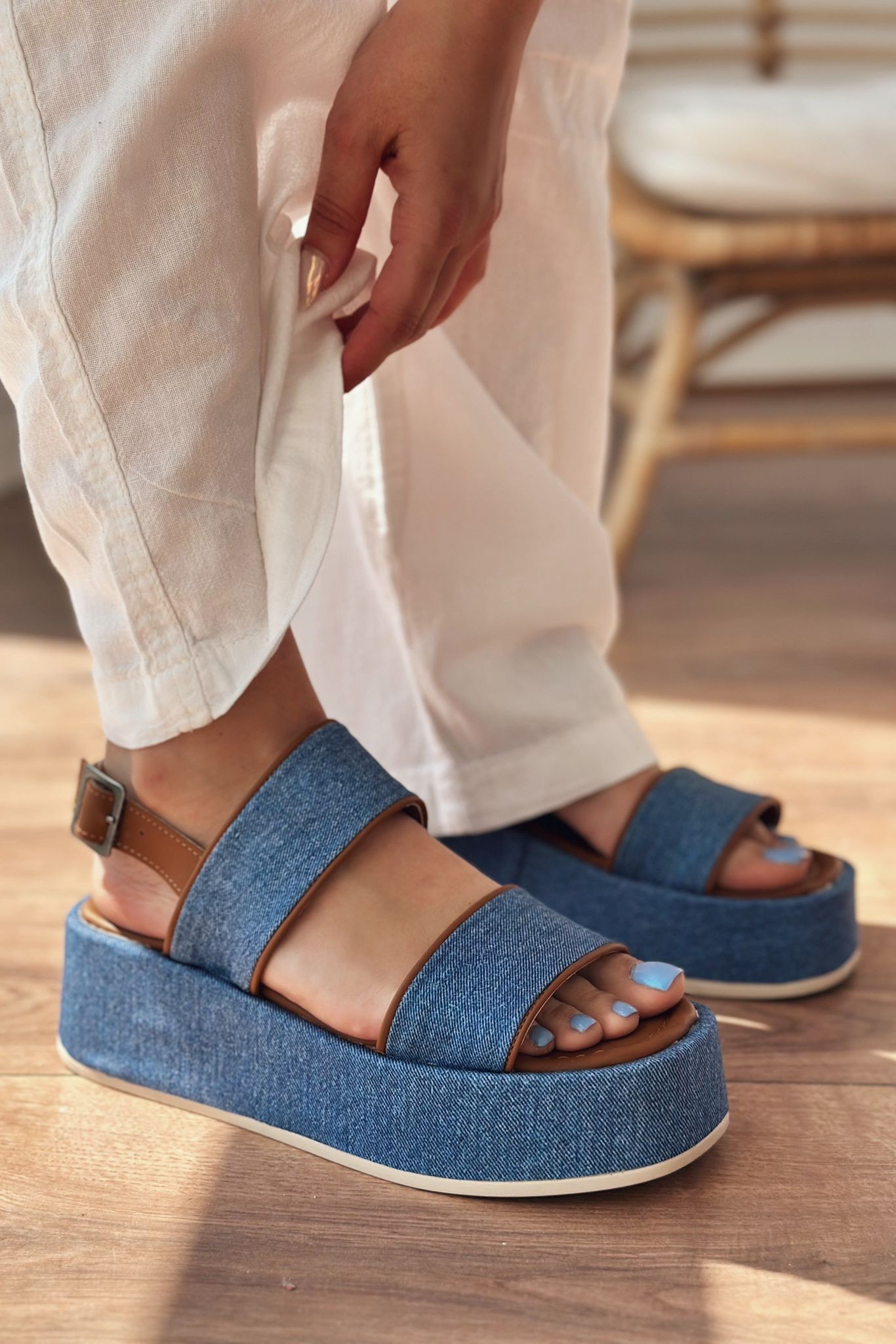 Pawens Jean Thick Sole Women's Sandals Blue