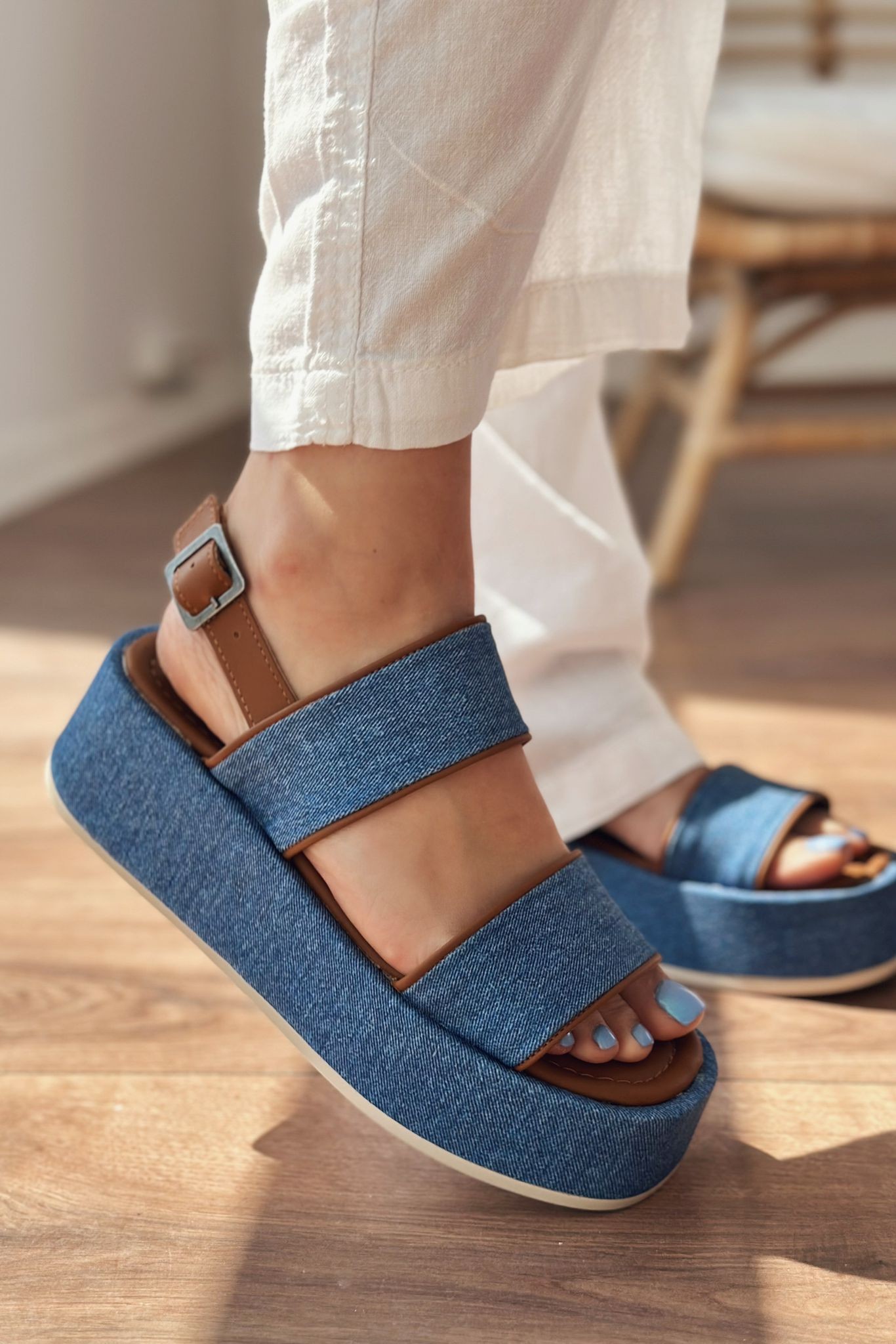 Pawens Jean Thick Sole Women's Sandals Blue