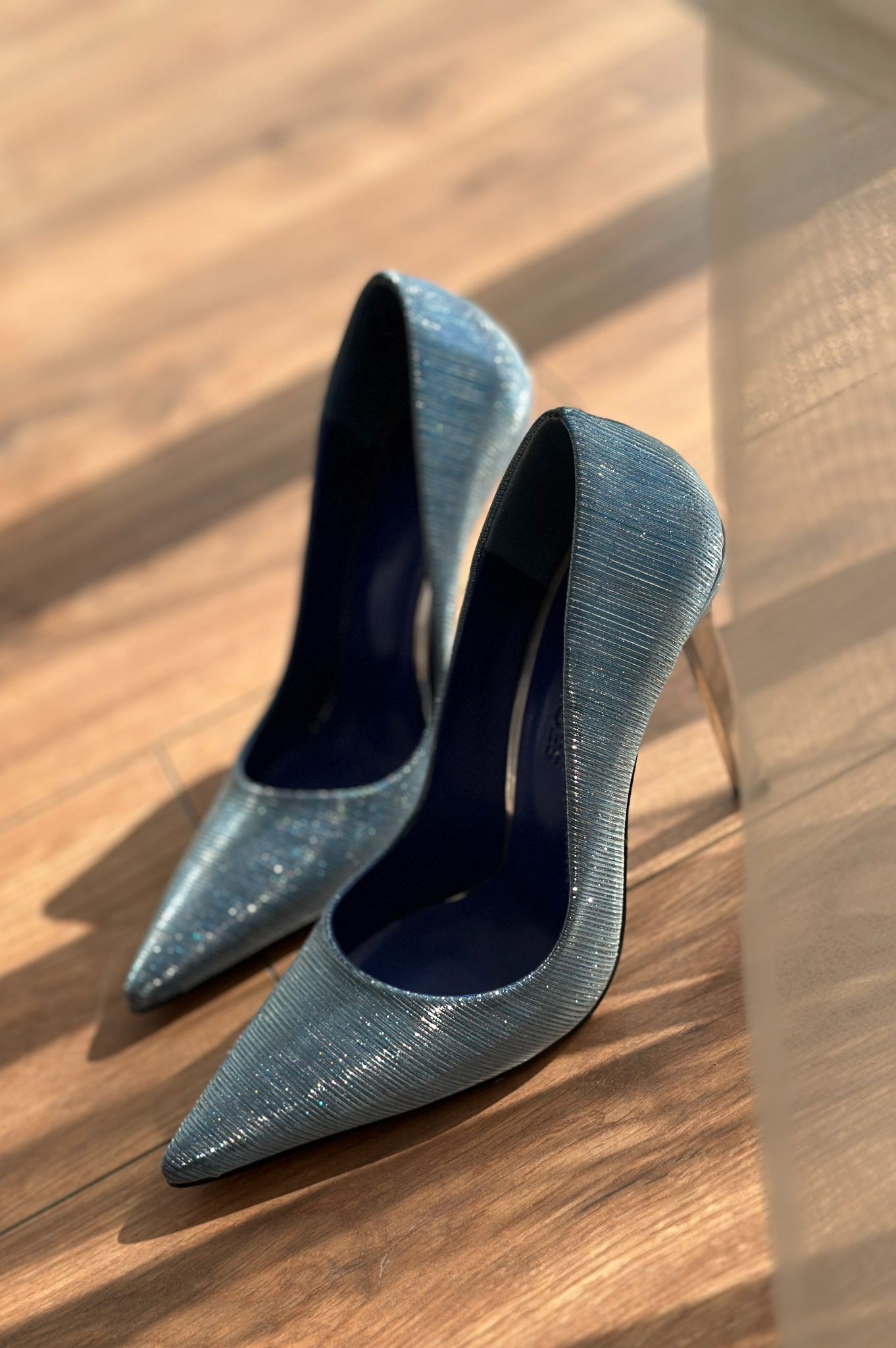 Tolfi Shiny Leather Heel Detailed Stiletto Blue