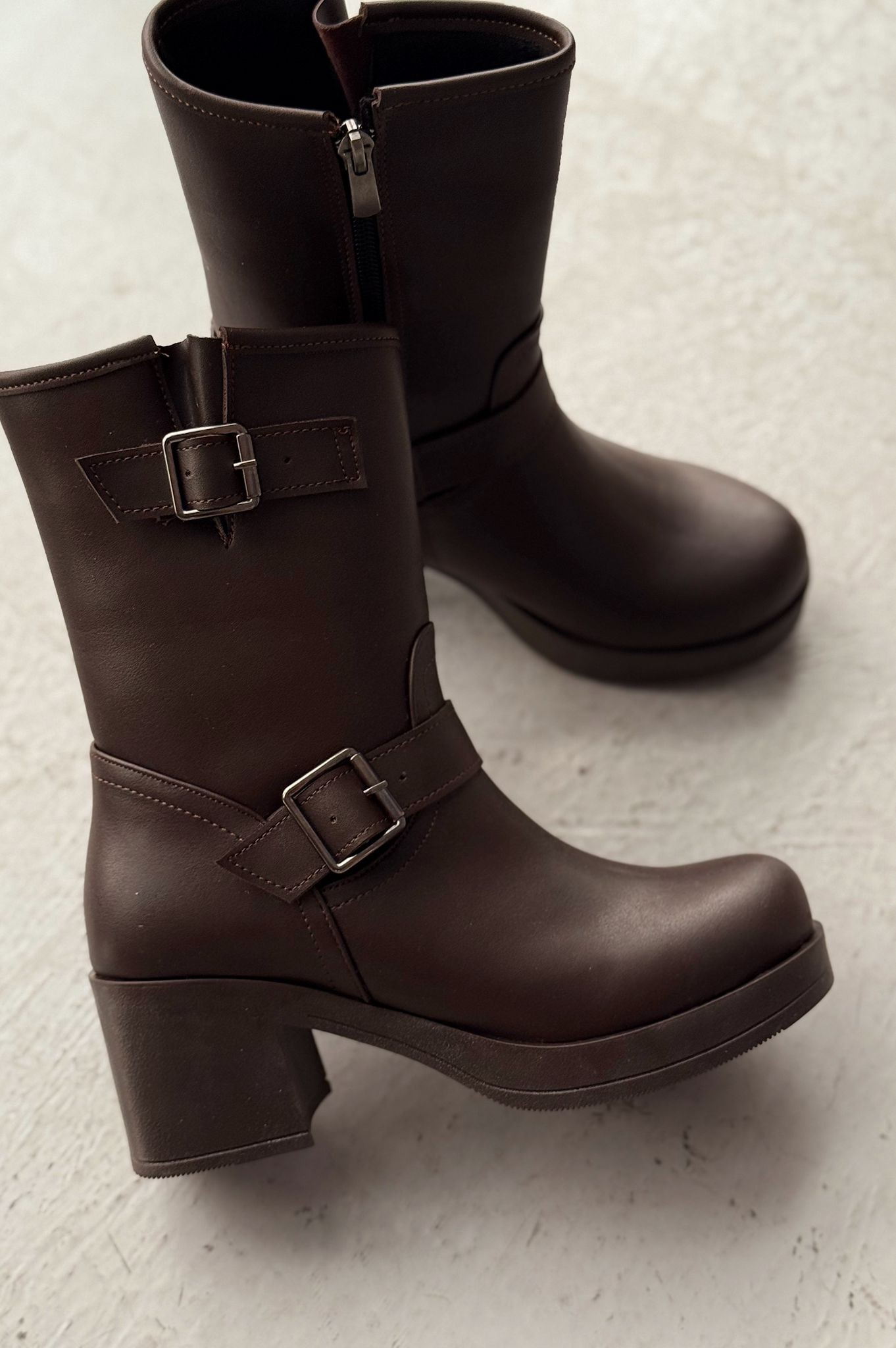 Kalora Brown Zipper Heel Women's Boots