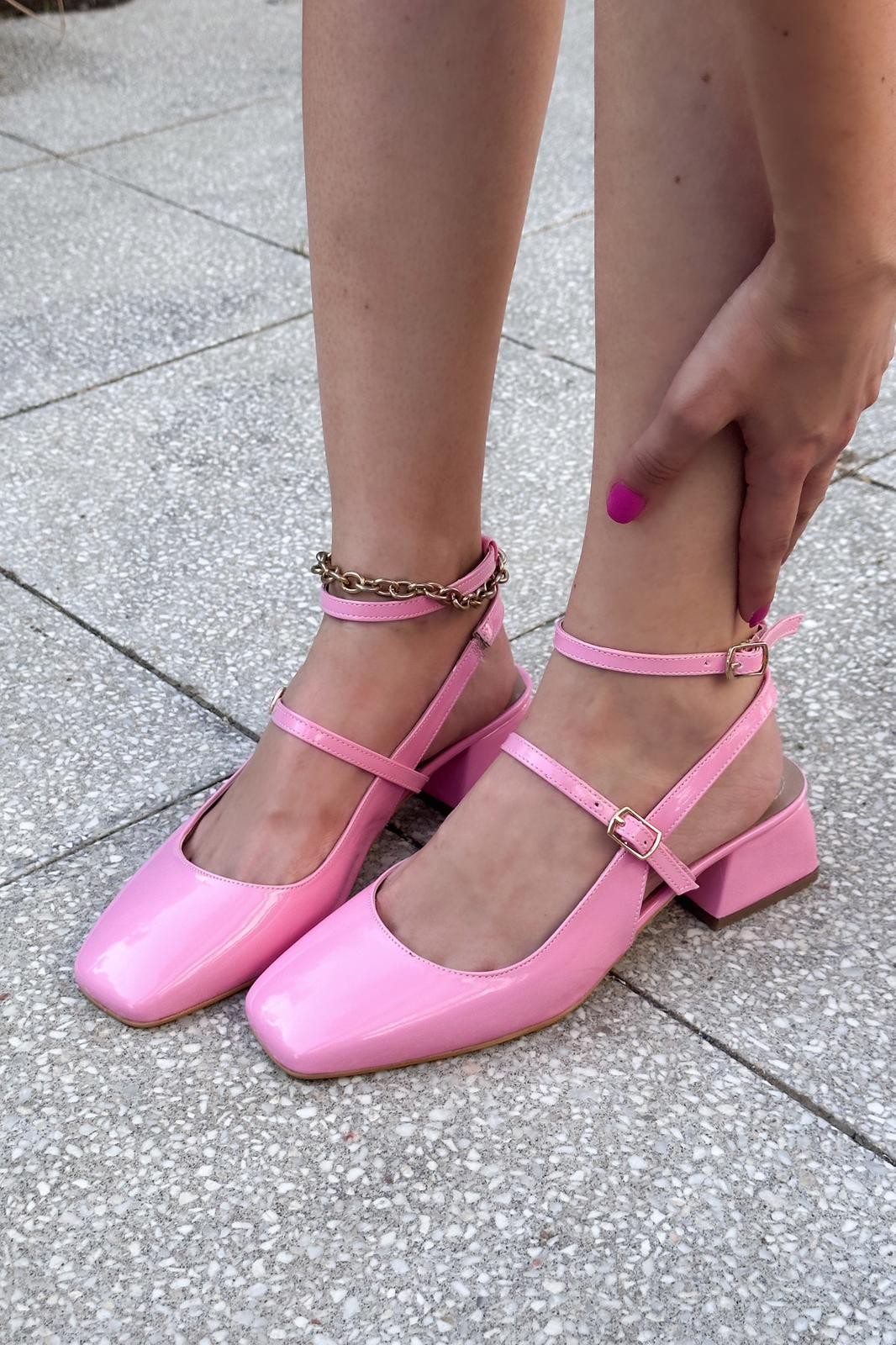 Notins Patent Leather Mary Jane Women Heels Pink Pink