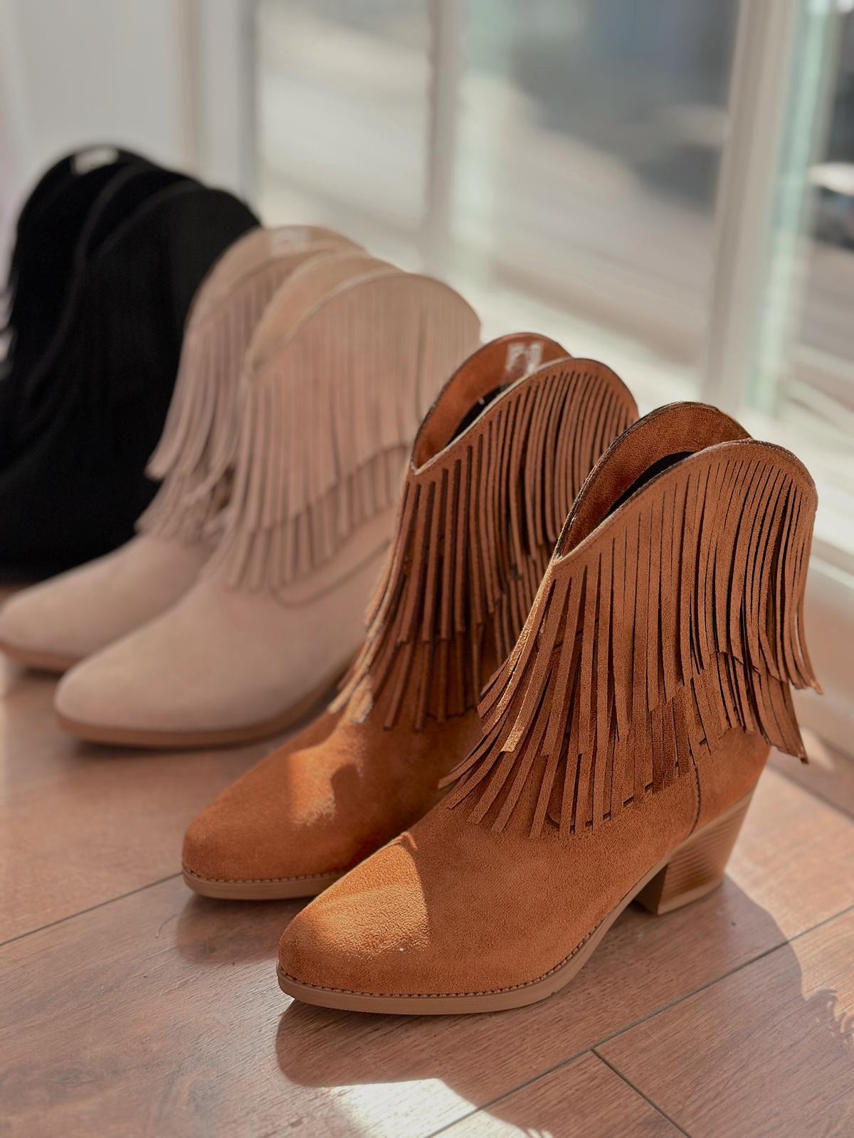 Eldora Suede Tassel Detailed Women's Cowboy Boots Taba