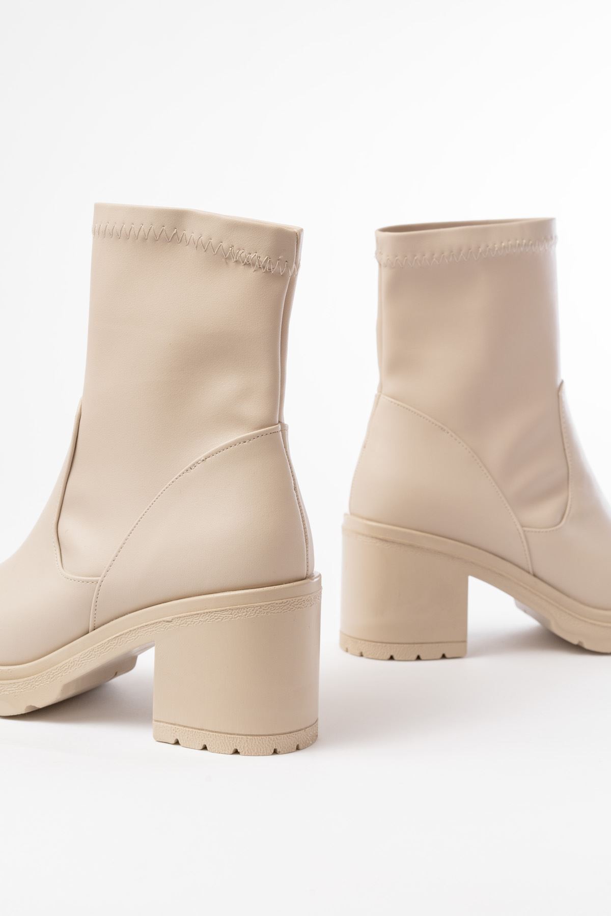 Volins Beige Women's Heeled Boots