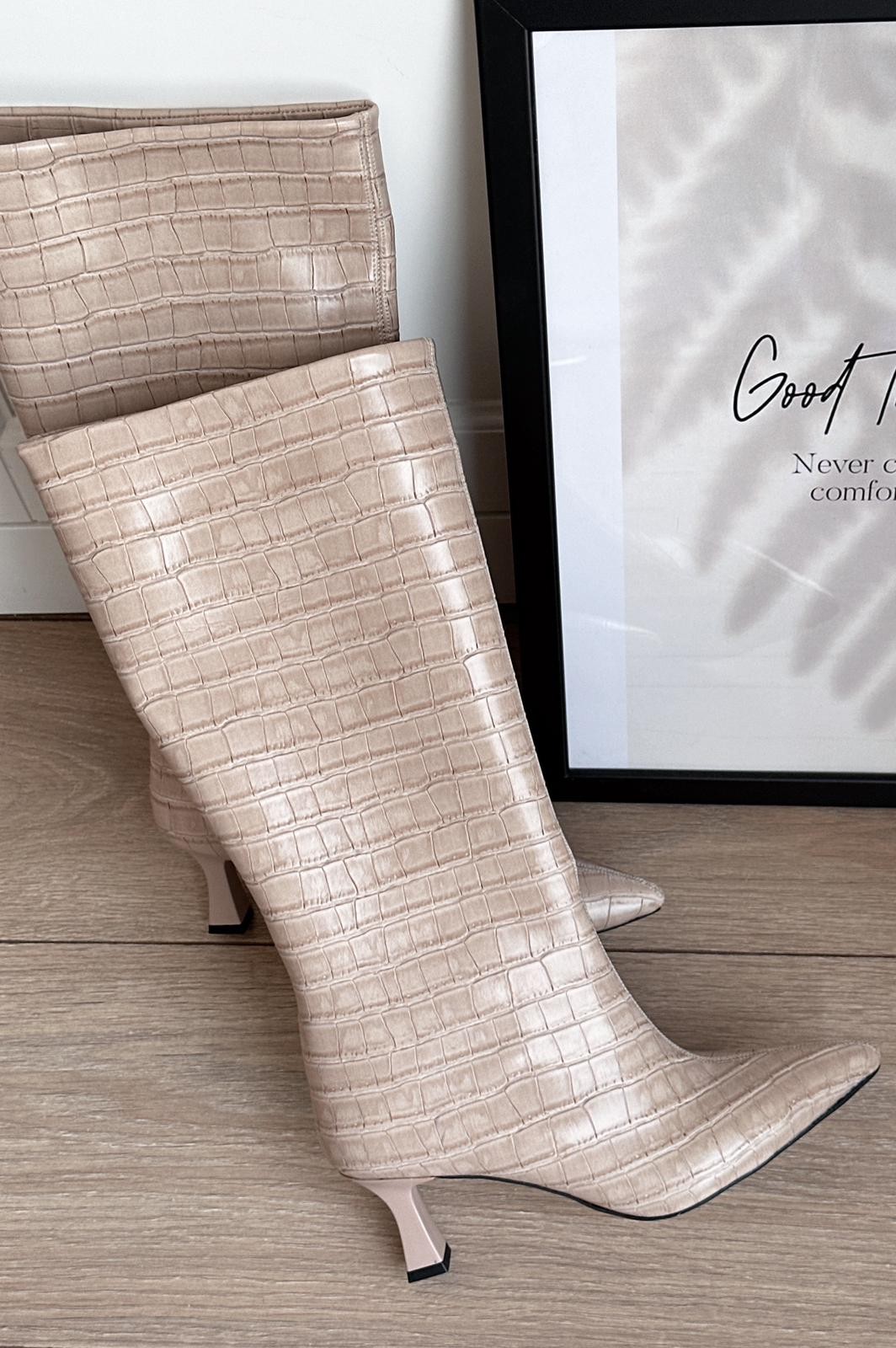 Gwen Patterned Women's Boots Nude