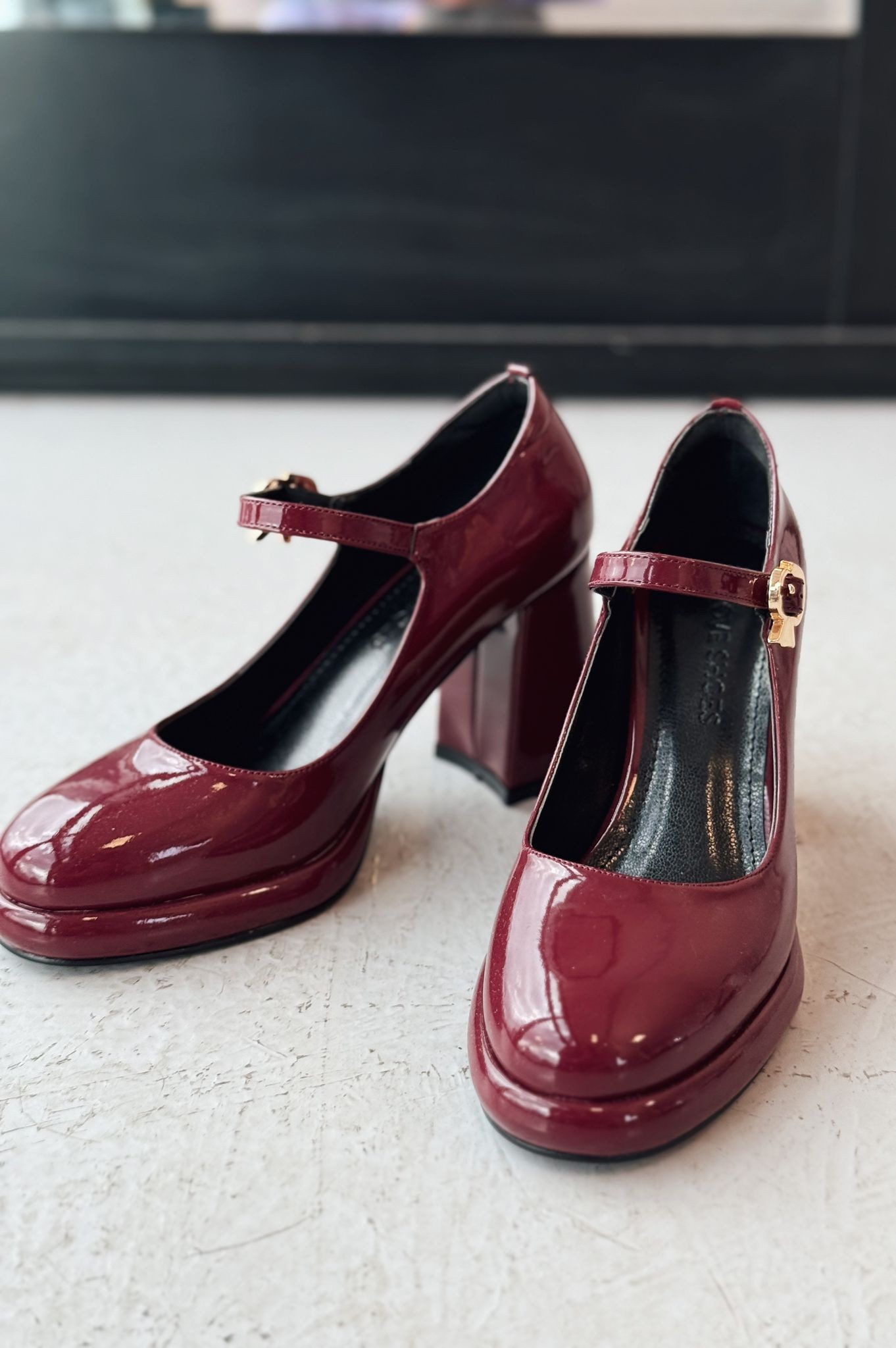 Adelow Rugan Toka Detaylı Bordo Platform Topuklu Mary Jane