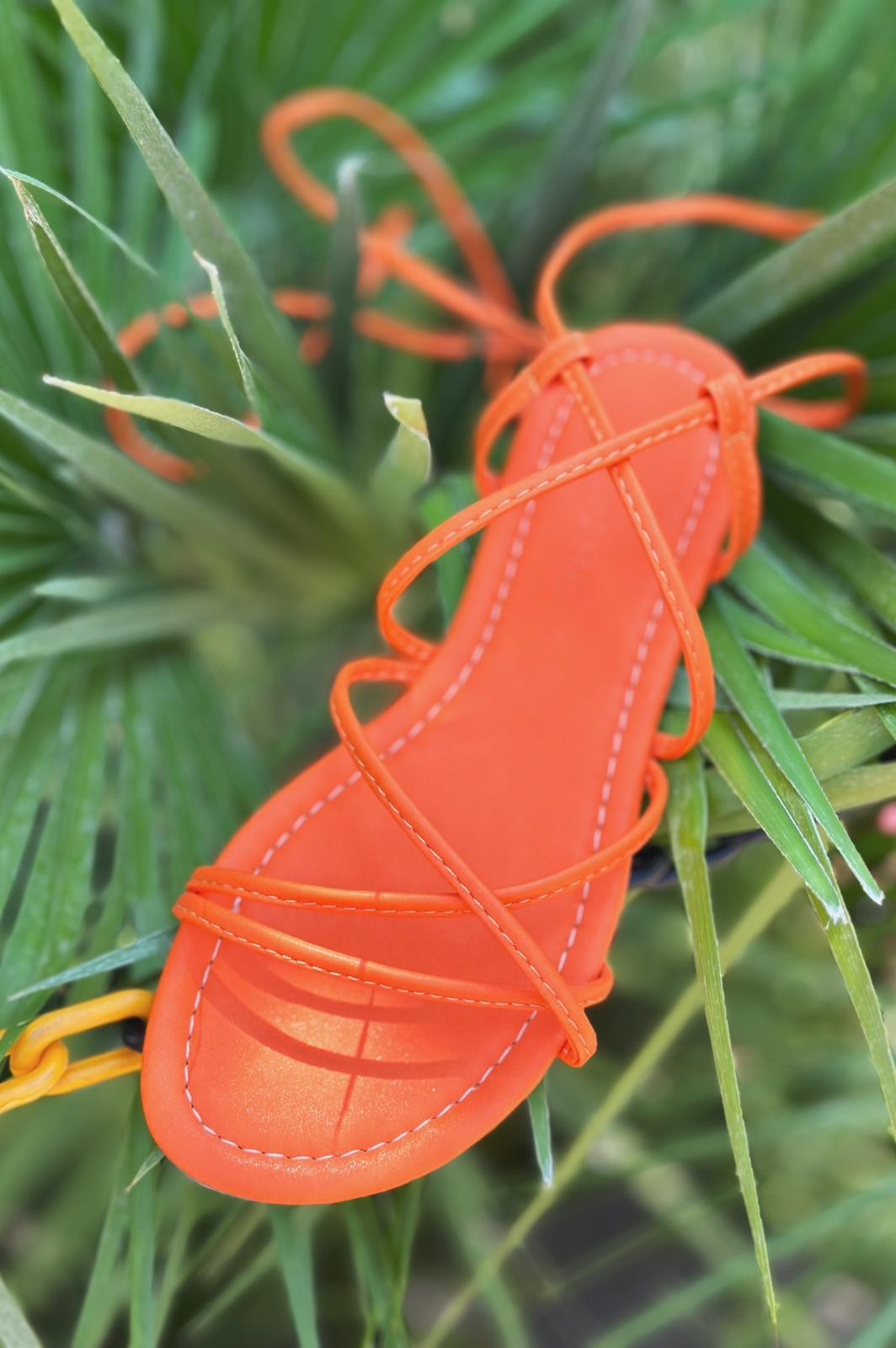 Devinsa Matte Leather Sandals Orange