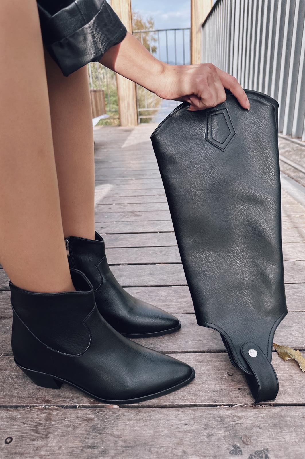 Morest Matte Leather Boots and Boots Black