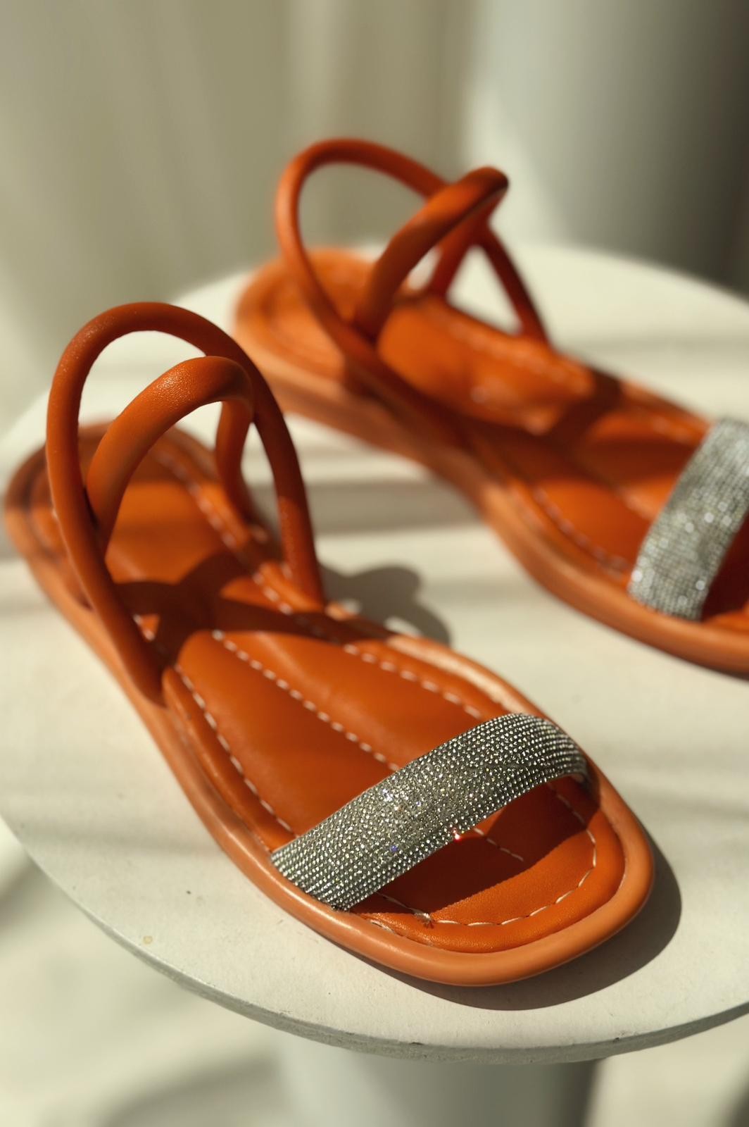 Valinta matte leather woman sandals orange