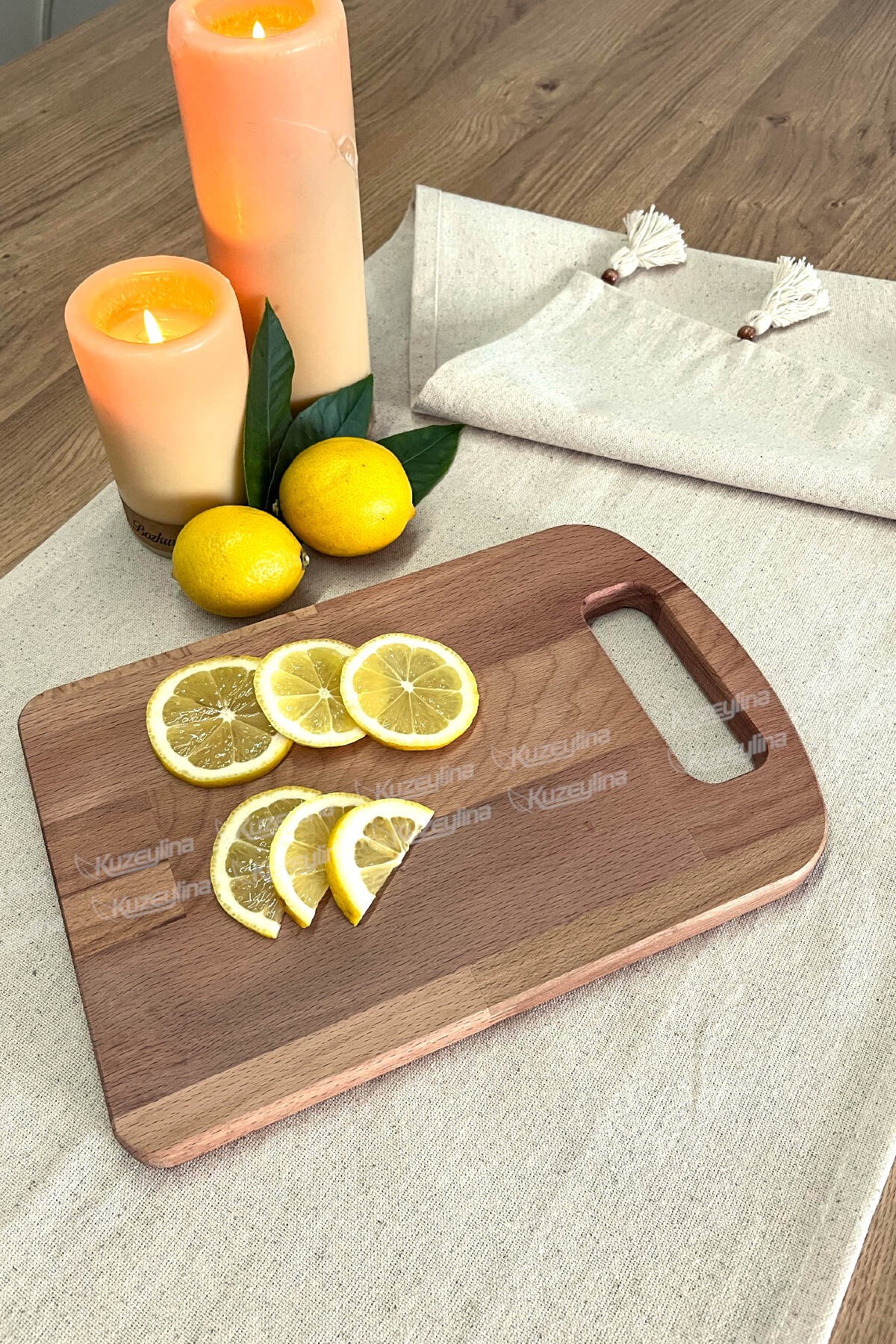 Doğal Ahşap Kesme Tahtası ve Sunumluk | 30x20 cm | Kayın Ağacı 