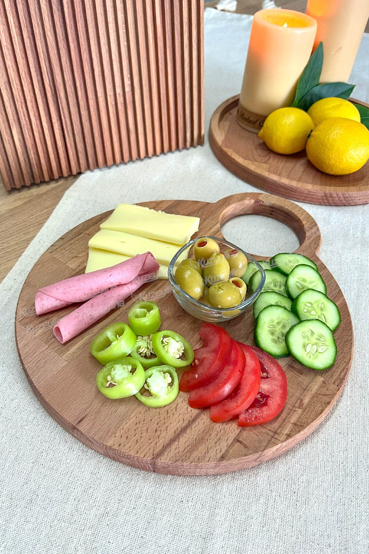 Ahşap Kesme Tahtası – Sunumluk Doğal Kayın Ağacı 30x26 cm