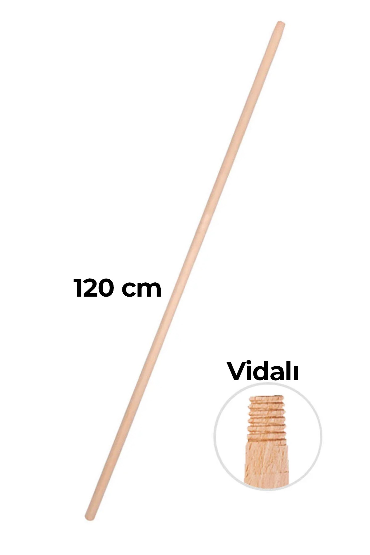 Gürgen Ağaç Vidalı Süpürge Sapı 120 cm | Ergonomik, Dayanıklı ve Çok Amaçlı Temizlik Sapı