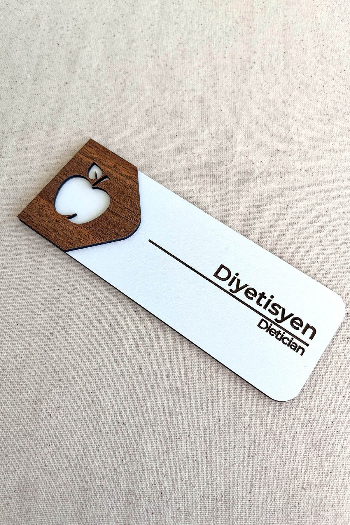 Diyetisyen Kapı Tabelası – MDF Muayene ve Danışma Oda Levhası | 19x7 cm Çift Katmanlı