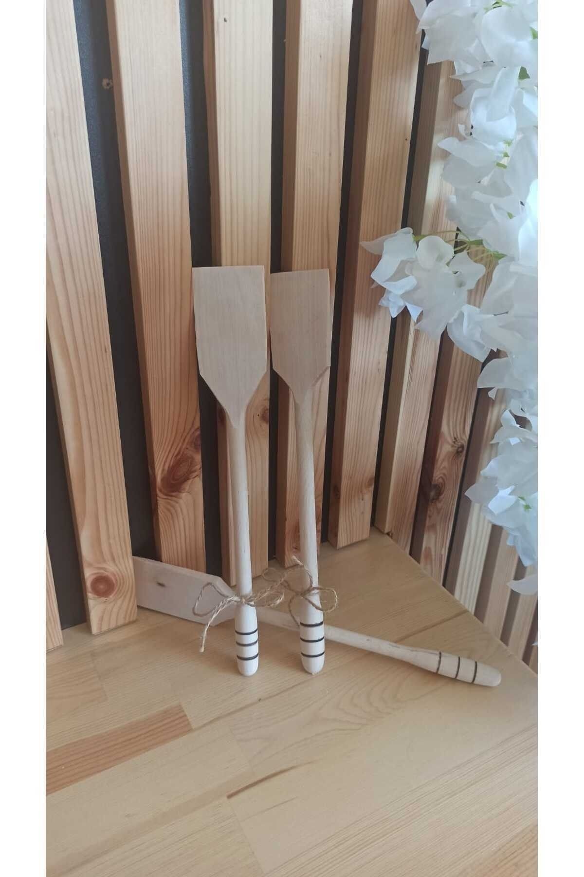 Ahşap Spatula - El Yapımı Doğal Ağaç (2 Adet ) - 30-32 Cm