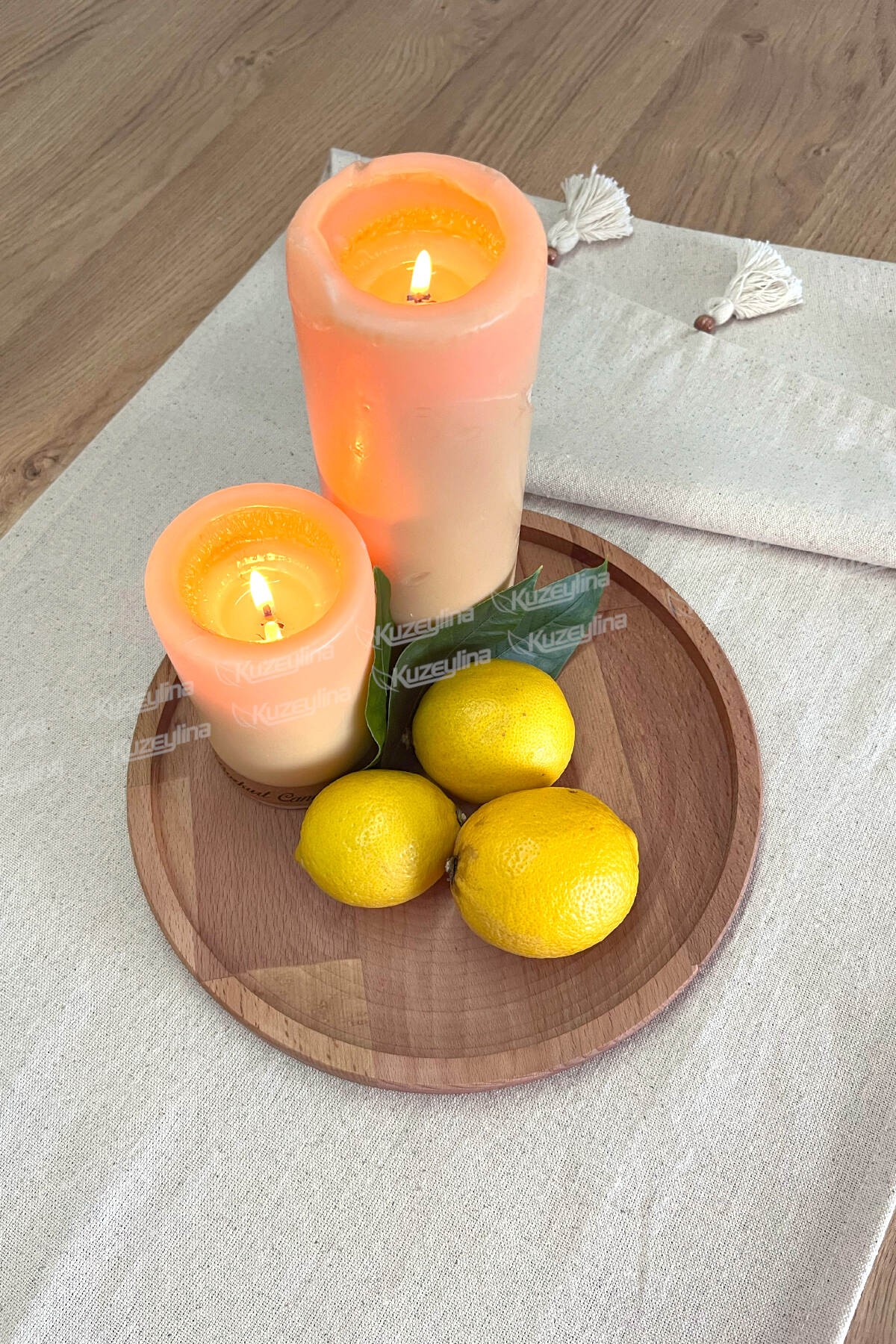 Doğal Ahşap Sunum ve Servis Tabağı | Çerezlik | 25 cm Çap | Kayın Ağacı