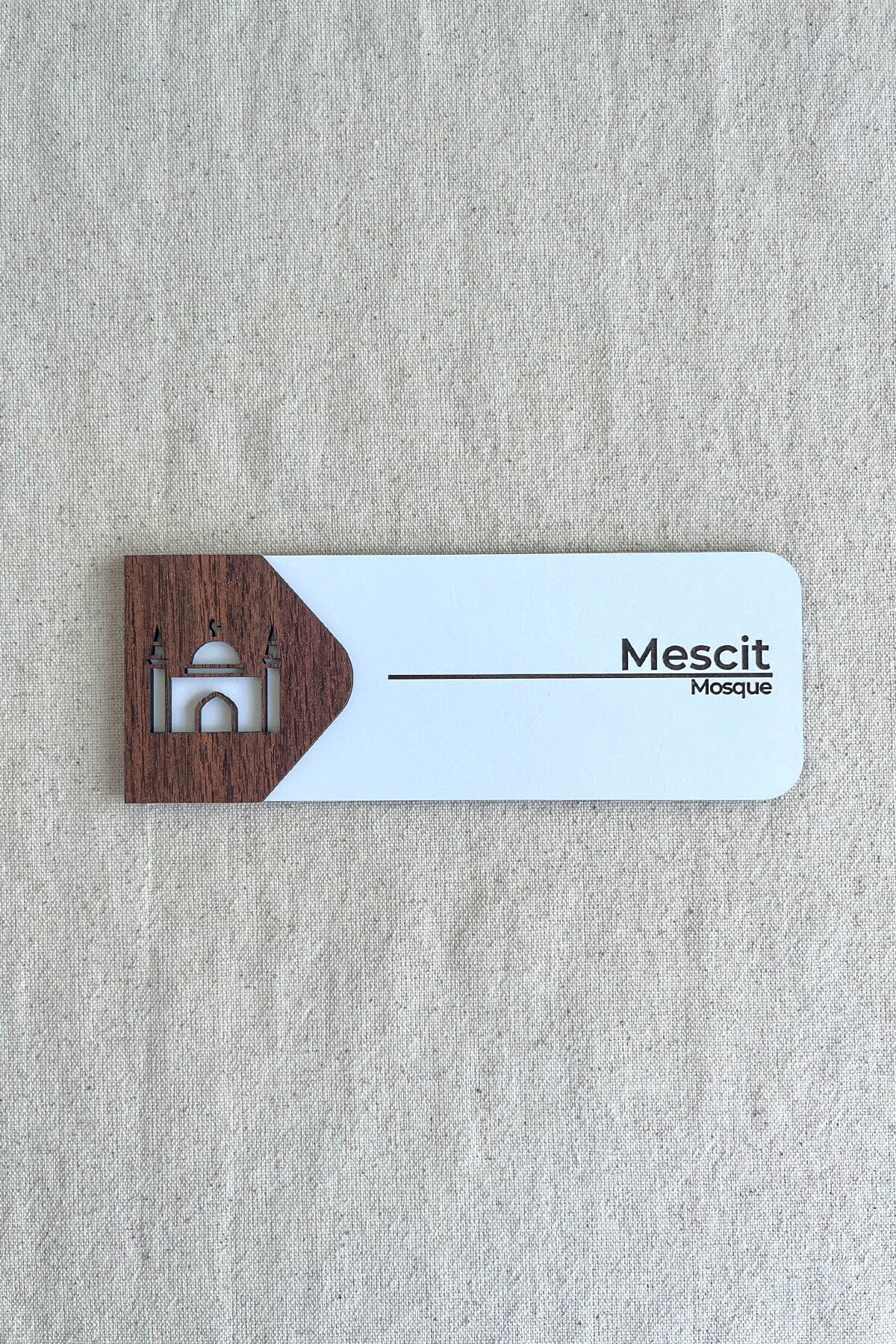 Mescit Kapı Tabelası – MDF Yönlendirme ve İbadet Alanı Levhası | 19x7 cm