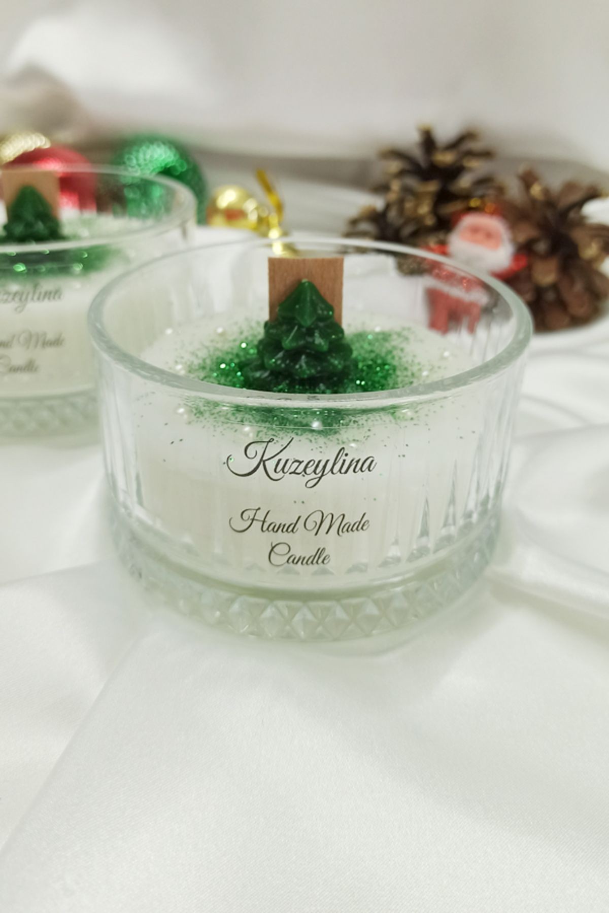 Christmas Series Candle Okyanus Kokulu %100 Soya Wax El Yapımı Mum Yılbaşı Konsept