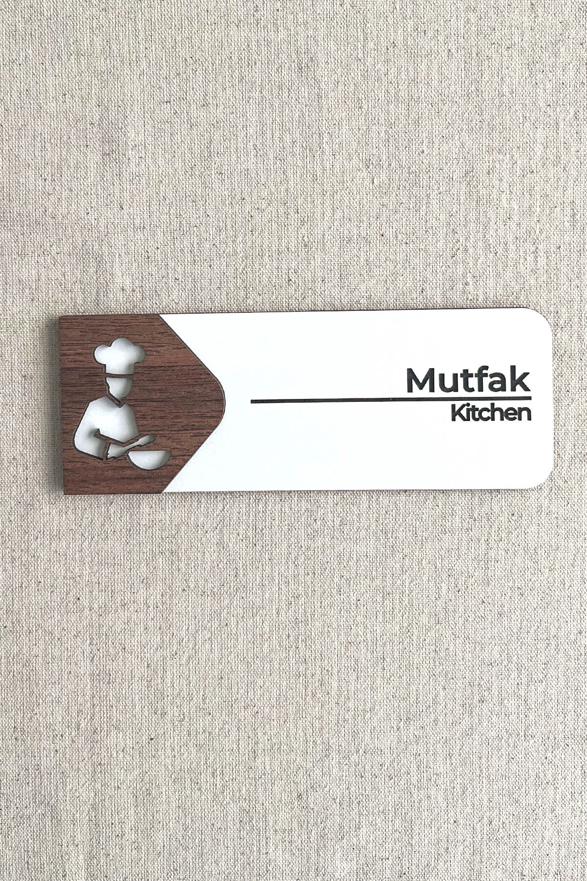 Mutfak Kapı Tabelası – Kapı İsimliği | 19x7 cm Çift Katmanlı Yönlendirme Levhası