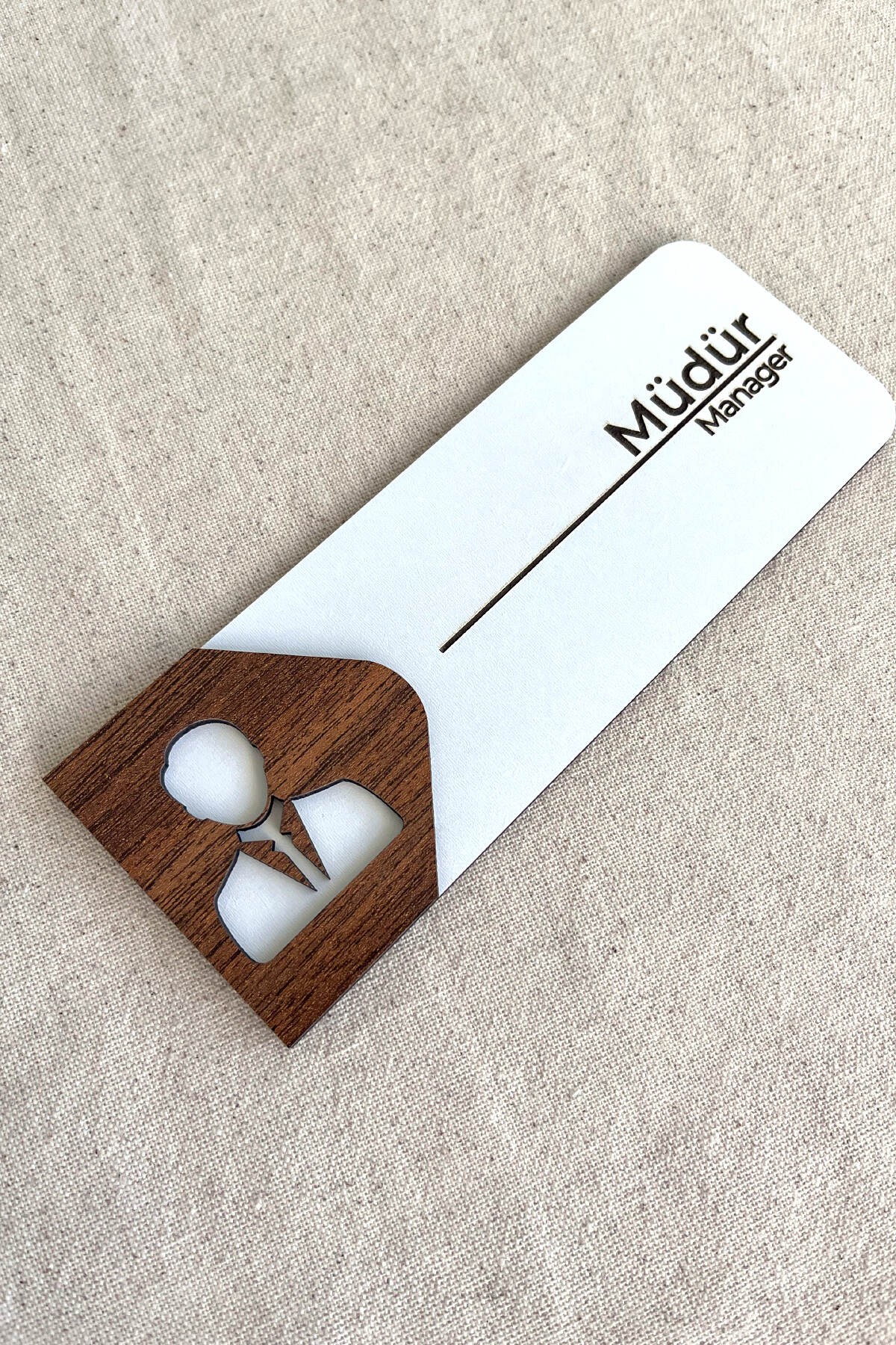 Müdür Kapı Tabelası – MDF Ofis Oda İsimliği | 19x7 cm Çift Katmanlı