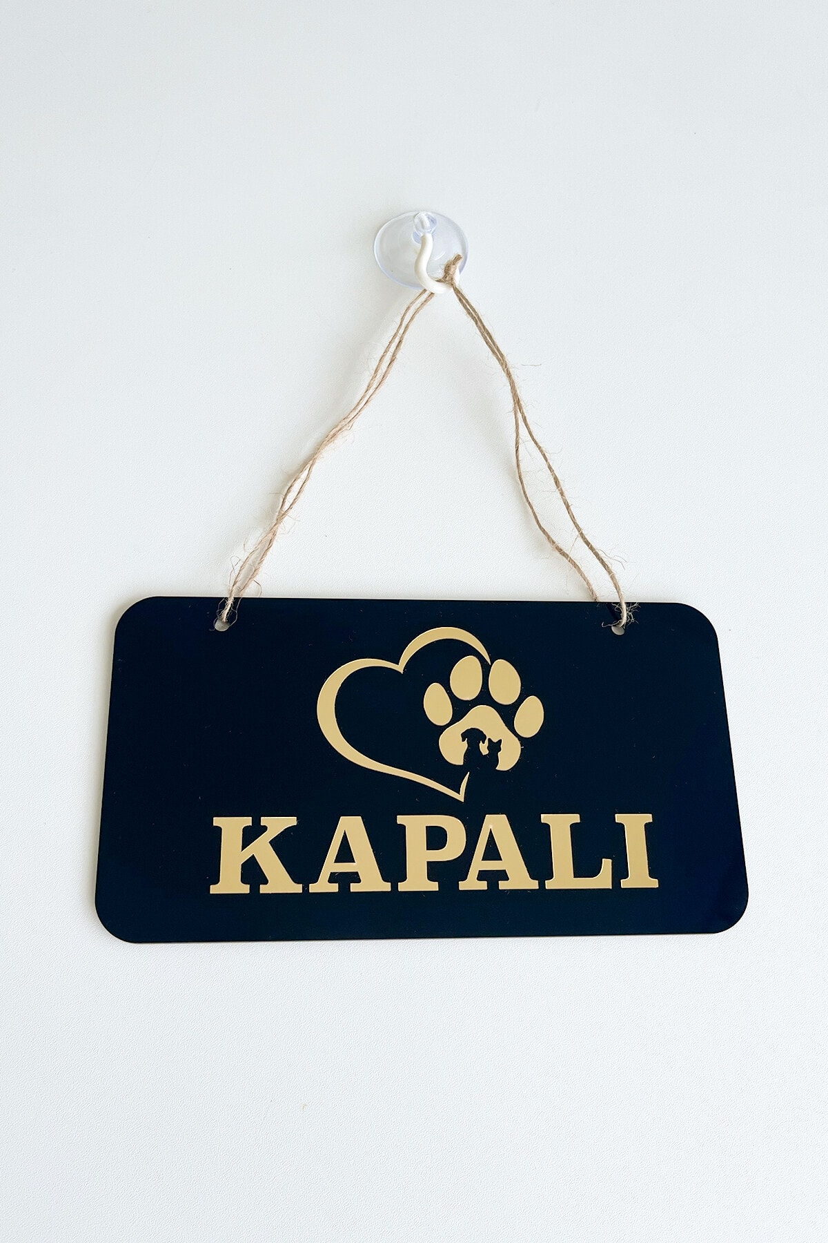 Pet Shoplar İçin Gold Tasarımlı Pleksi Kapı Tabelası (Açık/Kapalı) 