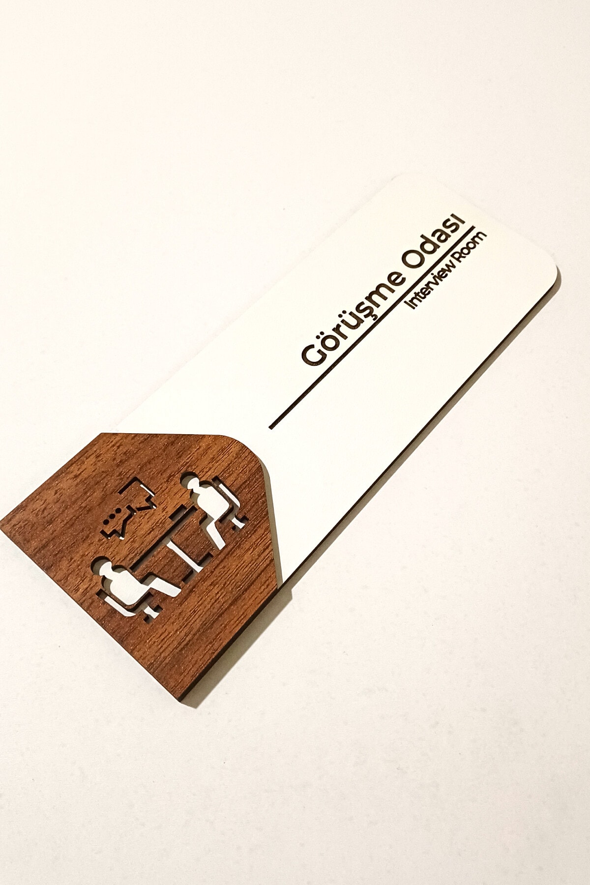 Görüşme Odası Kapı Tabelası – MDF Ofis Yönlendirme Levhası | 19x7 cm 