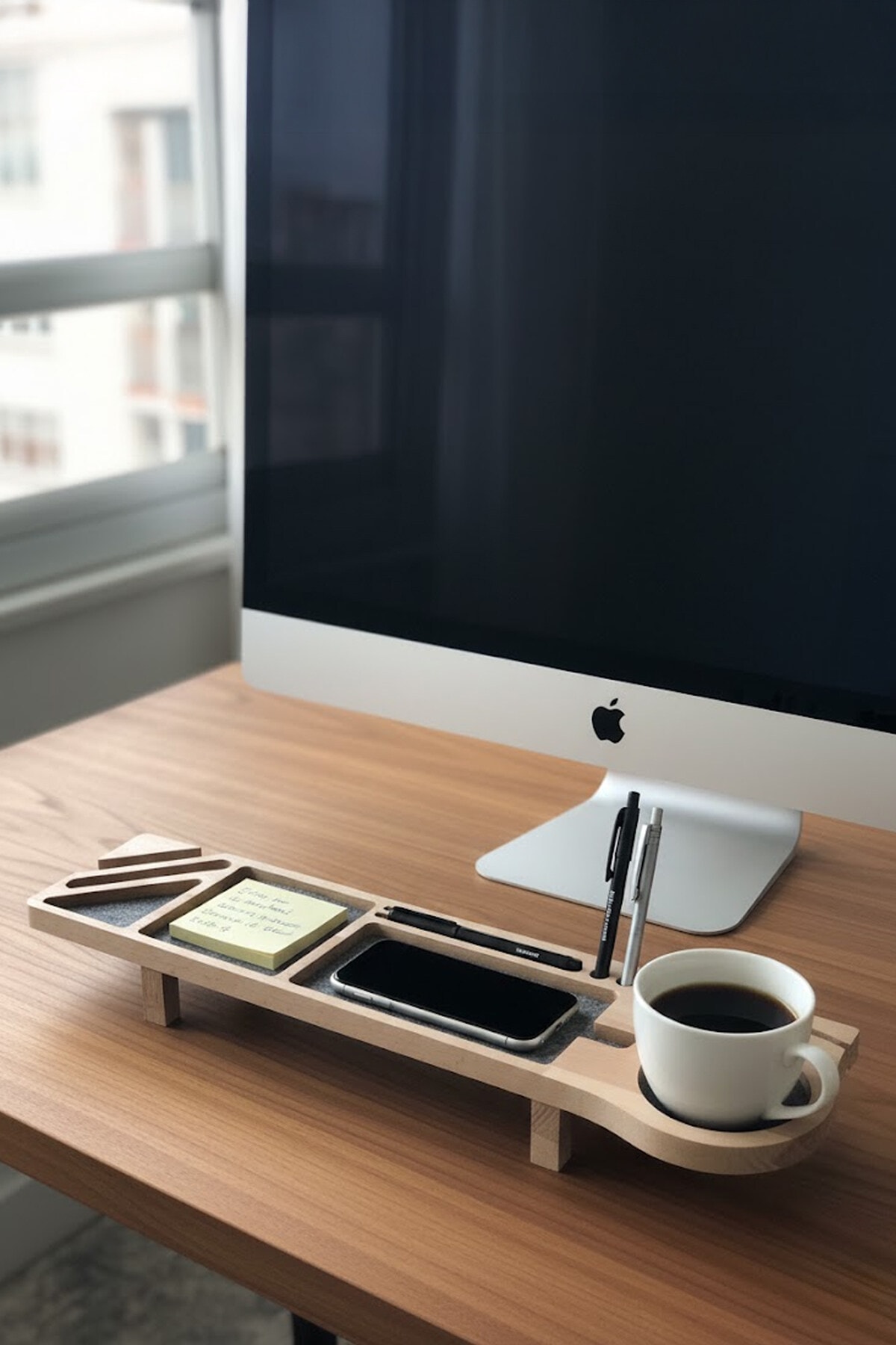 Ahşap Masaüstü Kalemlik Organizer & Telefon Standı