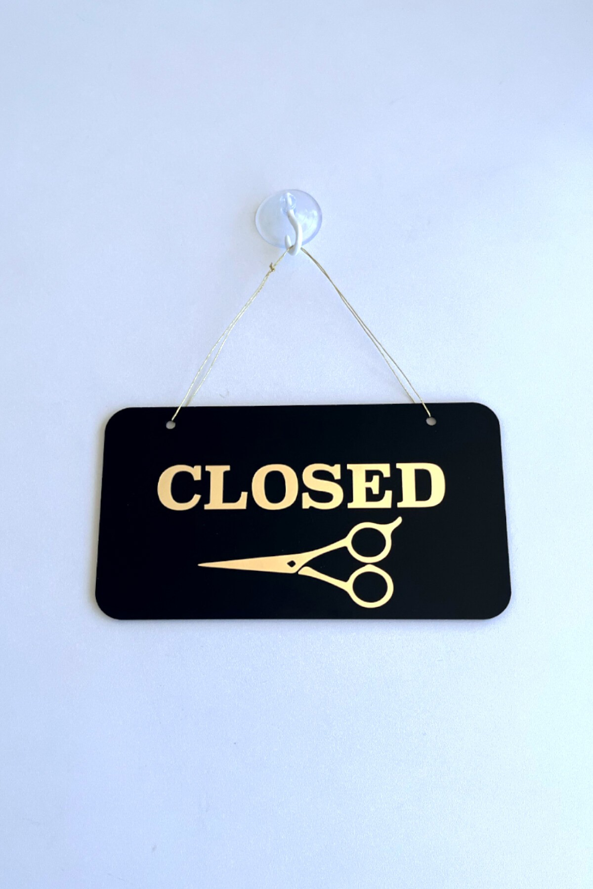 Open / Closed Kapı Tabelası – Makas Figürlü (Berber, Kuaför, Terziler İçin)