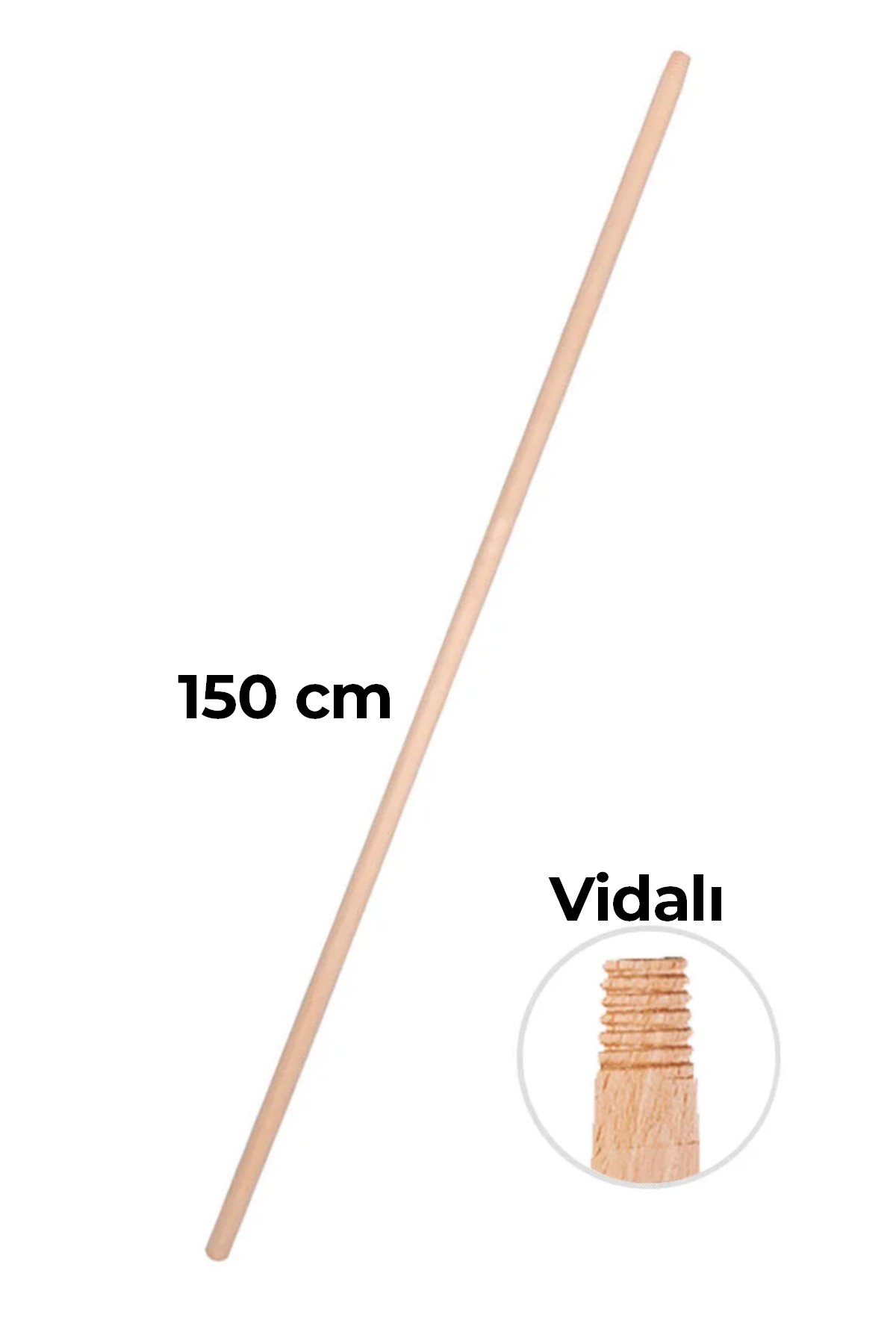 Gürgen Ağaç Vidalı Süpürge Sapı 150 cm | Ergonomik, Dayanıklı ve Çok Amaçlı Temizlik Sapı