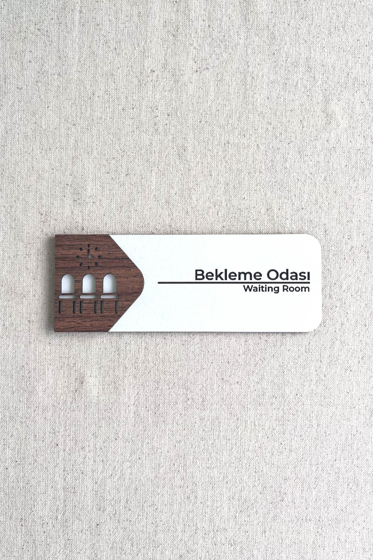 Bekleme Odası Kapı Tabelası – MDF Yönlendirme Levhası | 19x7 cm Çift Katmanlı