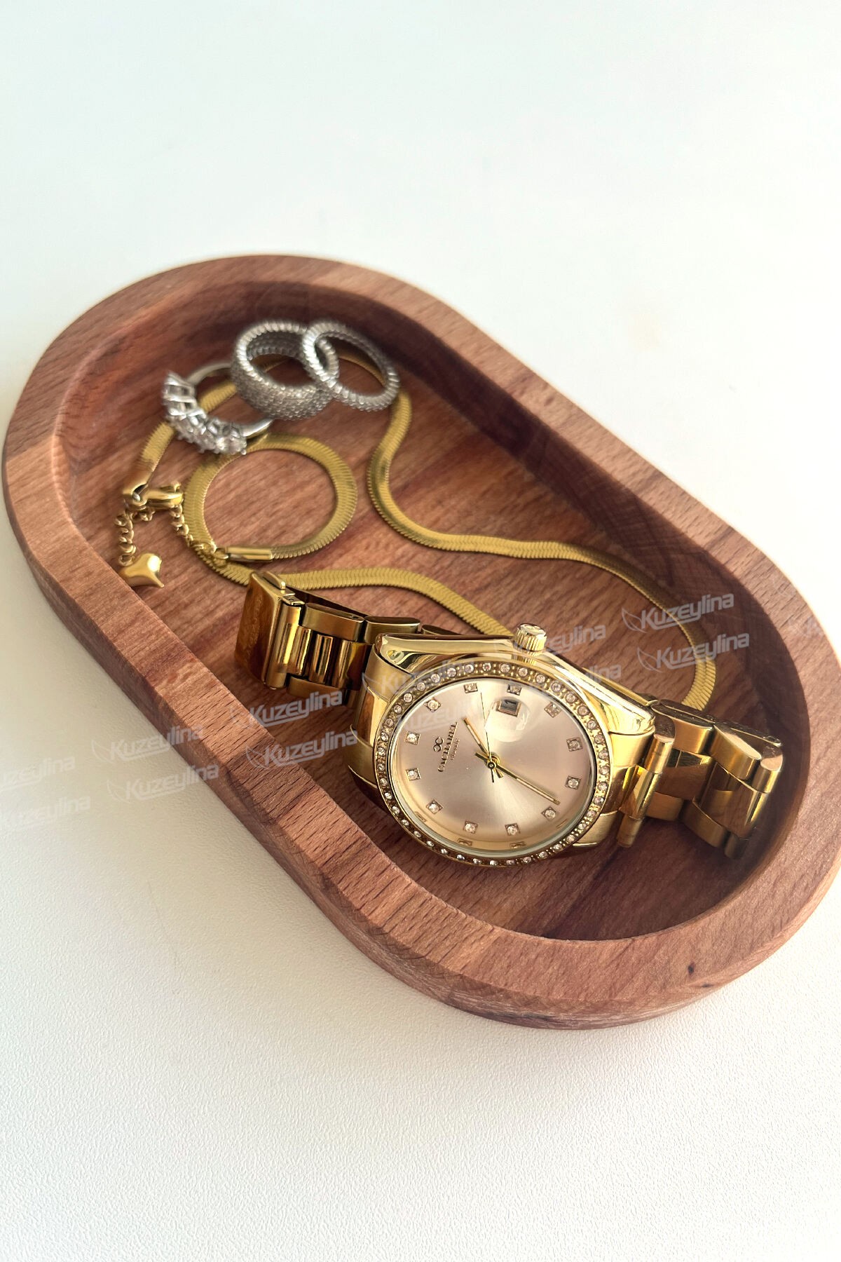 Doğal Kayın Ağacı Ahşap Yağdanlık, Çerezlik, Sunumluk, Takı Organizeri - 17x10 cm