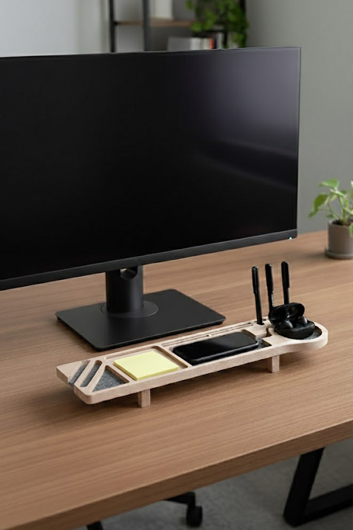 Ahşap Masaüstü Kalemlik Organizer & Telefon Standı