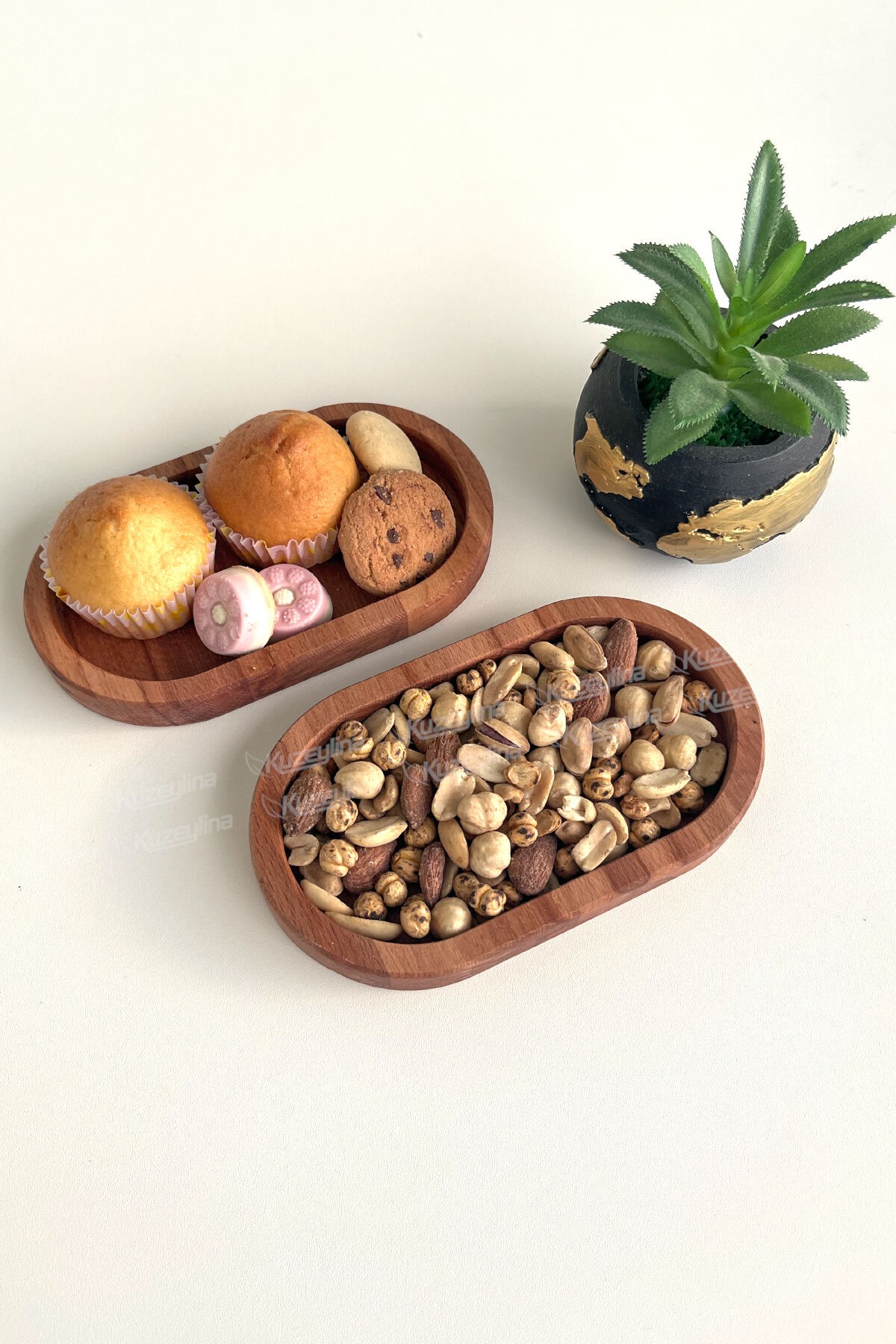 Doğal Kayın Ağacı Ahşap Yağdanlık, Çerezlik, Sunumluk, Takı Organizeri - 17x10 cm