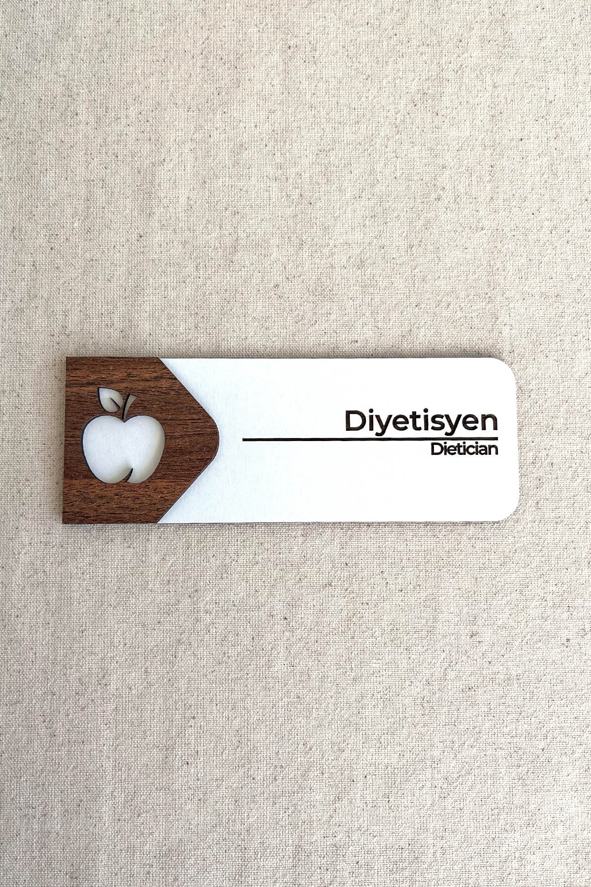 Diyetisyen Kapı Tabelası – MDF Muayene ve Danışma Oda Levhası | 19x7 cm Çift Katmanlı