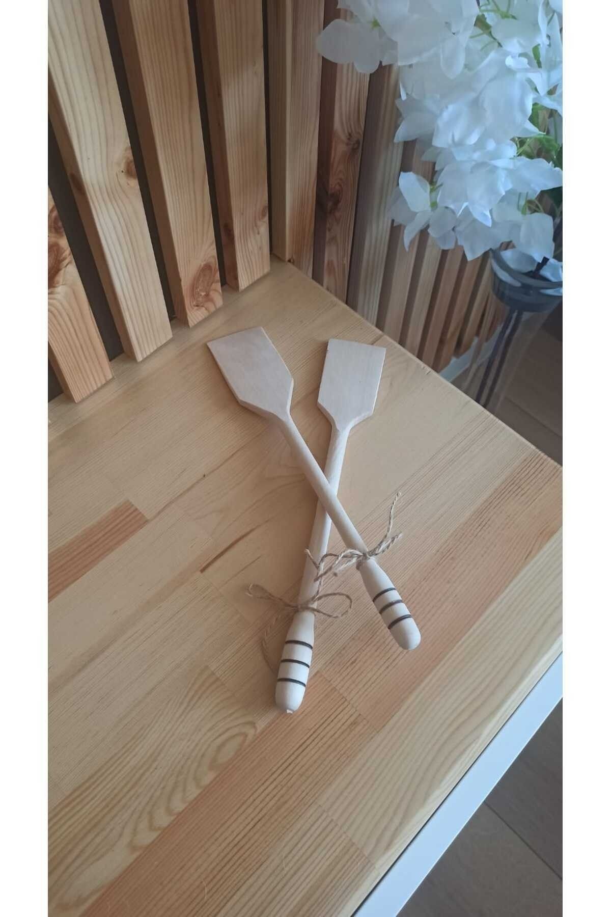 Ahşap Spatula - El Yapımı Doğal Ağaç (2 Adet ) - 30-32 Cm