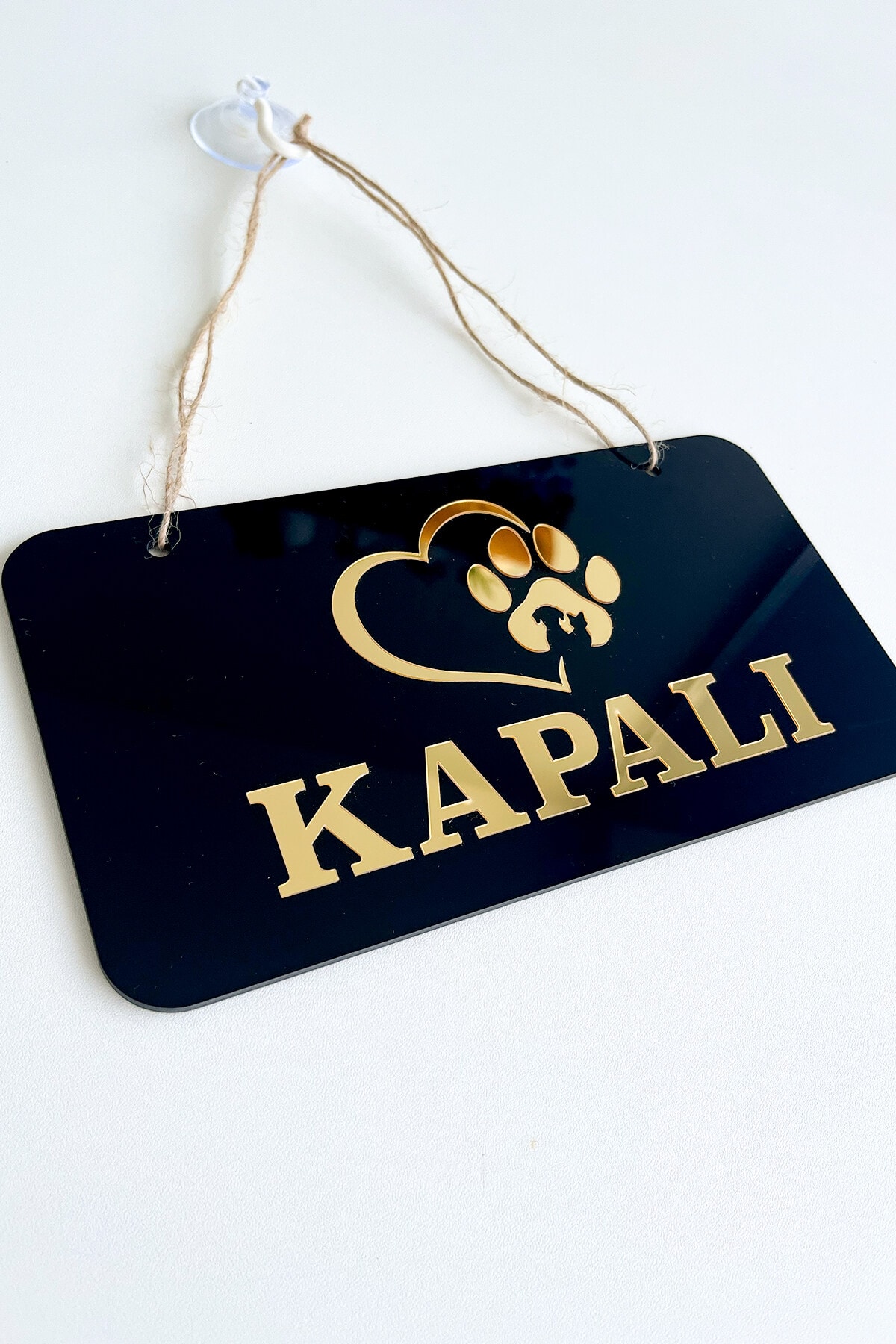Pet Shoplar İçin Gold Tasarımlı Pleksi Kapı Tabelası (Açık/Kapalı) 