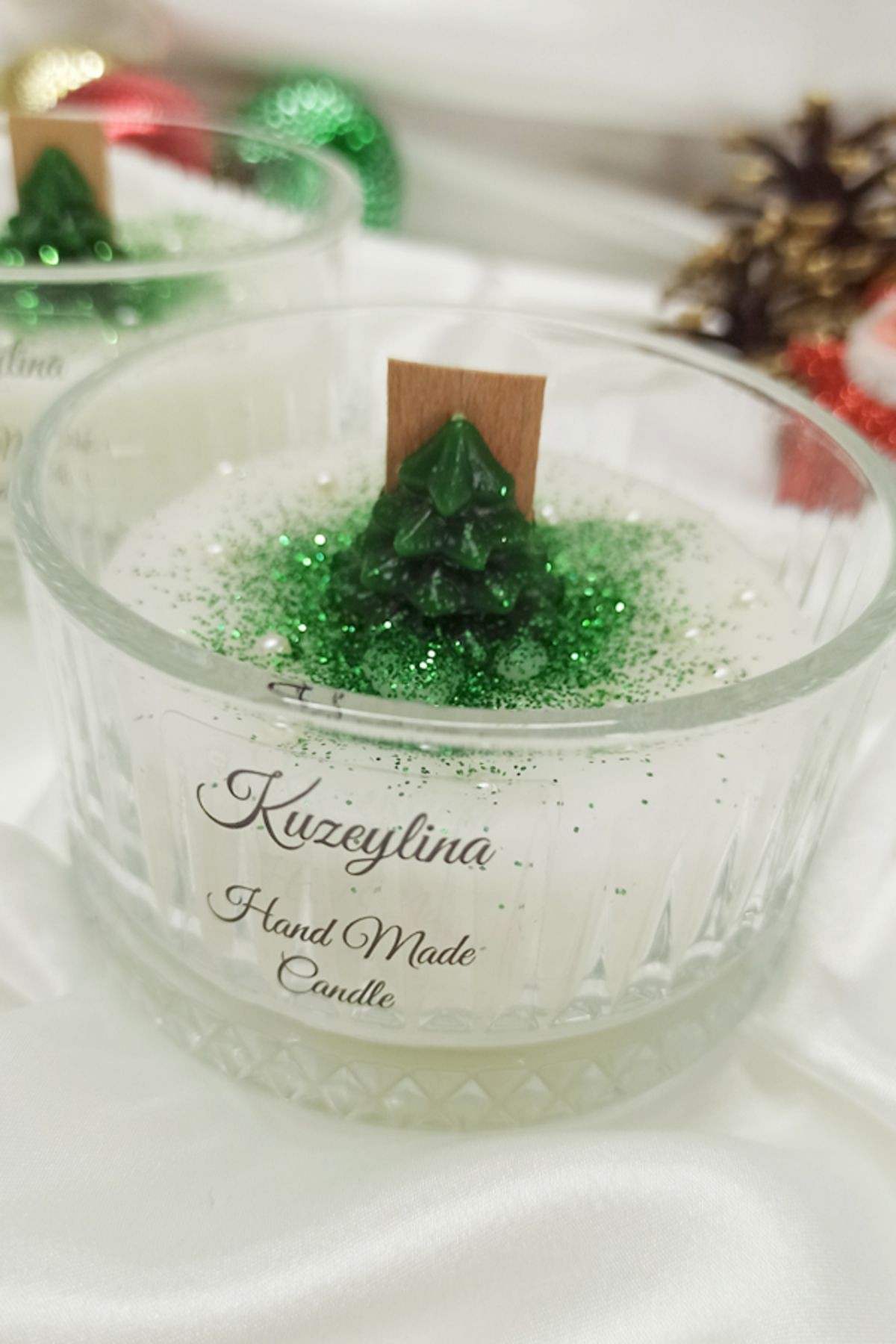 Christmas Series Candle Okyanus Kokulu %100 Soya Wax El Yapımı Mum Yılbaşı Konsept