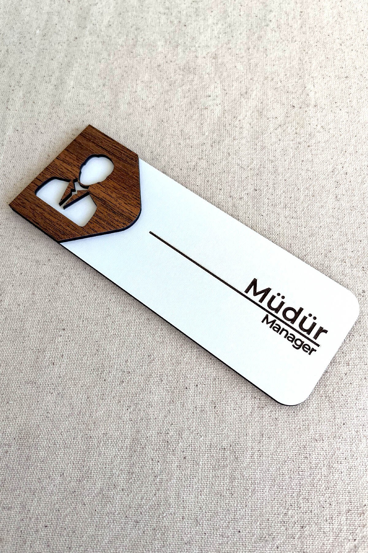 Müdür Kapı Tabelası – MDF Ofis Oda İsimliği | 19x7 cm Çift Katmanlı