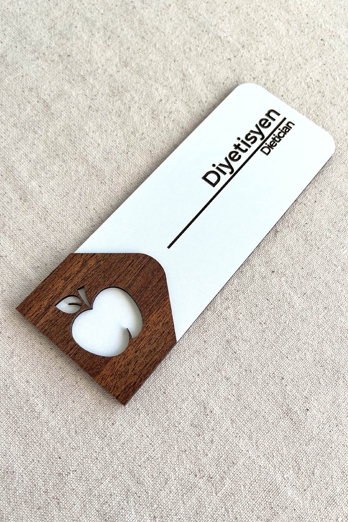 Diyetisyen Kapı Tabelası – MDF Muayene ve Danışma Oda Levhası | 19x7 cm Çift Katmanlı