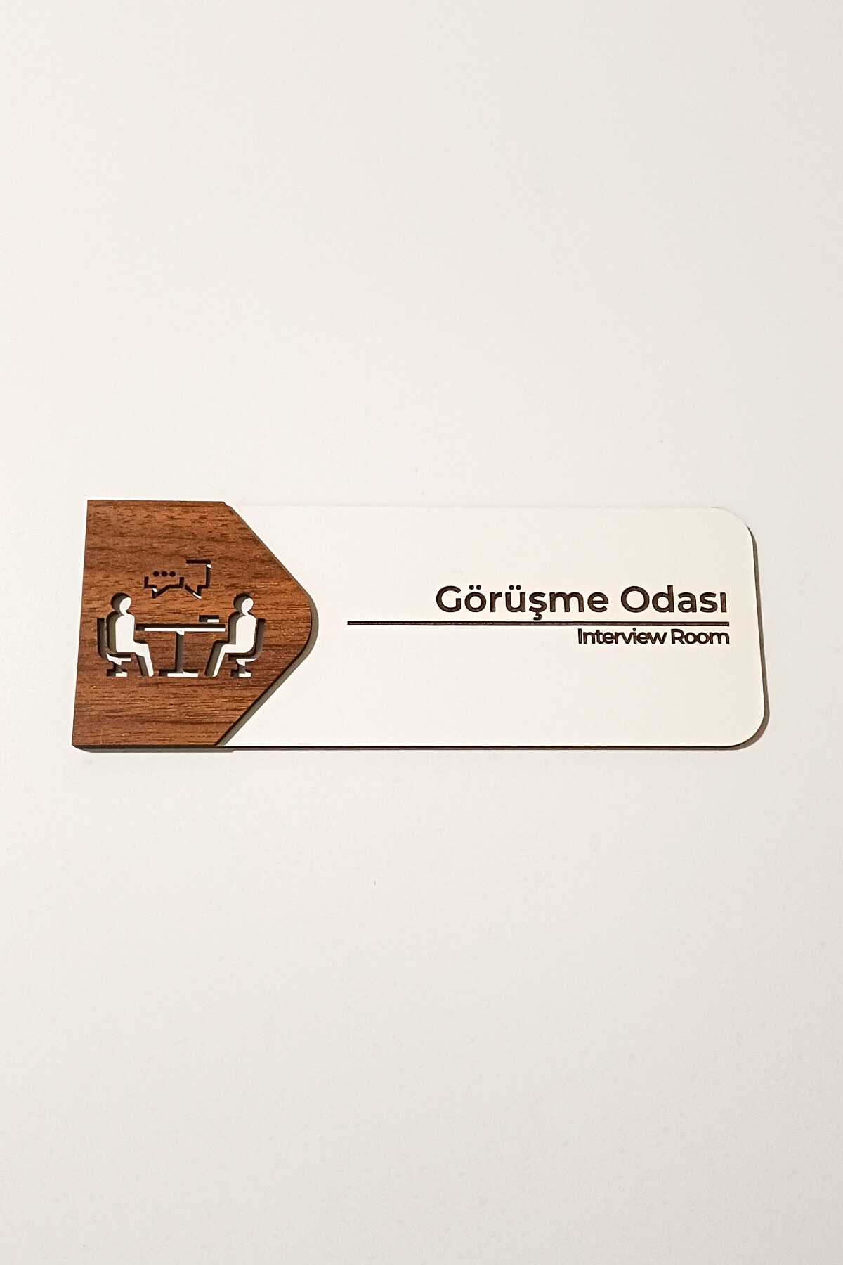 Görüşme Odası Kapı Tabelası – MDF Ofis Yönlendirme Levhası | 19x7 cm 