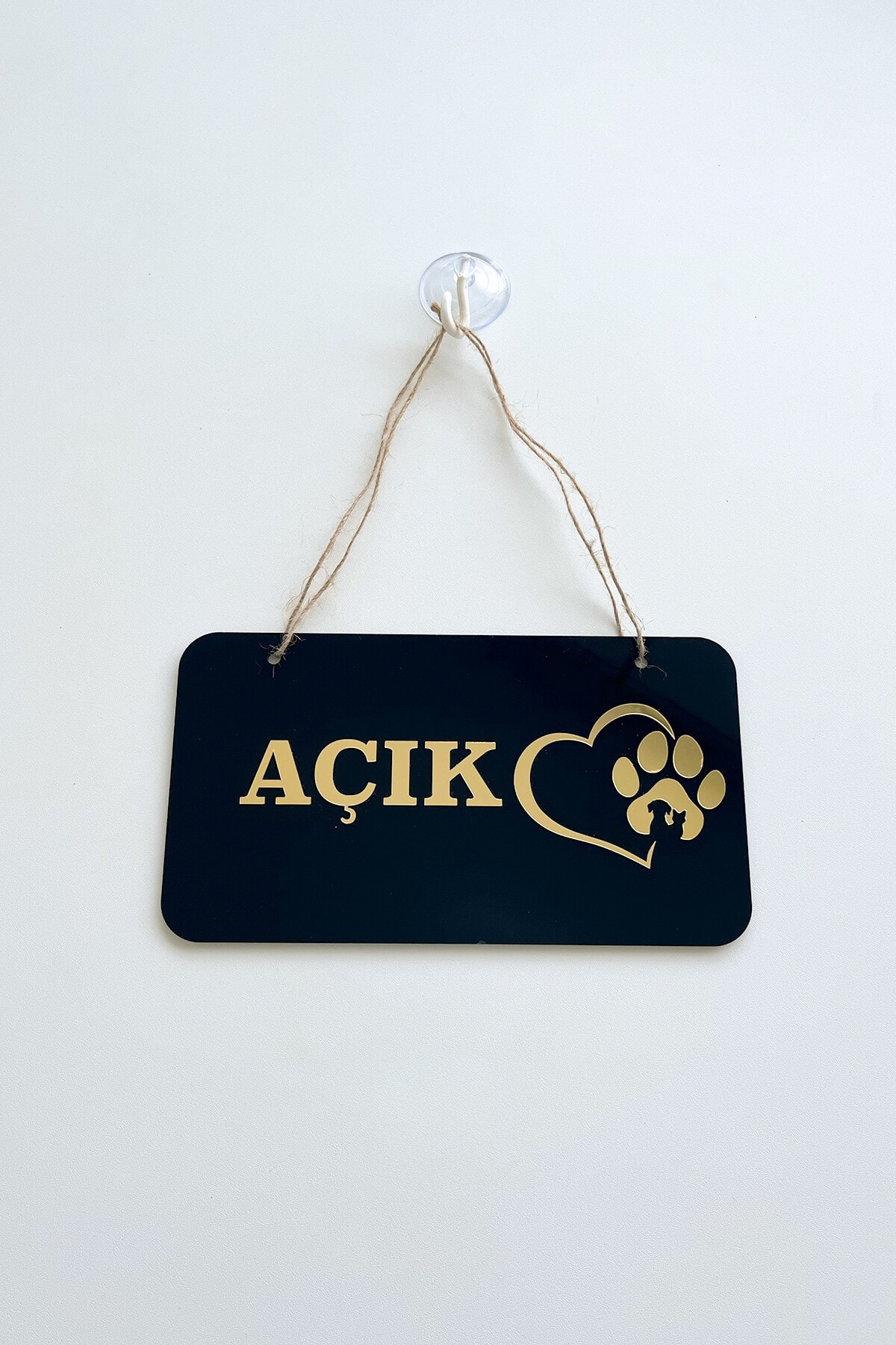 Pet Shoplar İçin Gold Tasarımlı Pleksi Kapı Tabelası (Açık/Kapalı) 