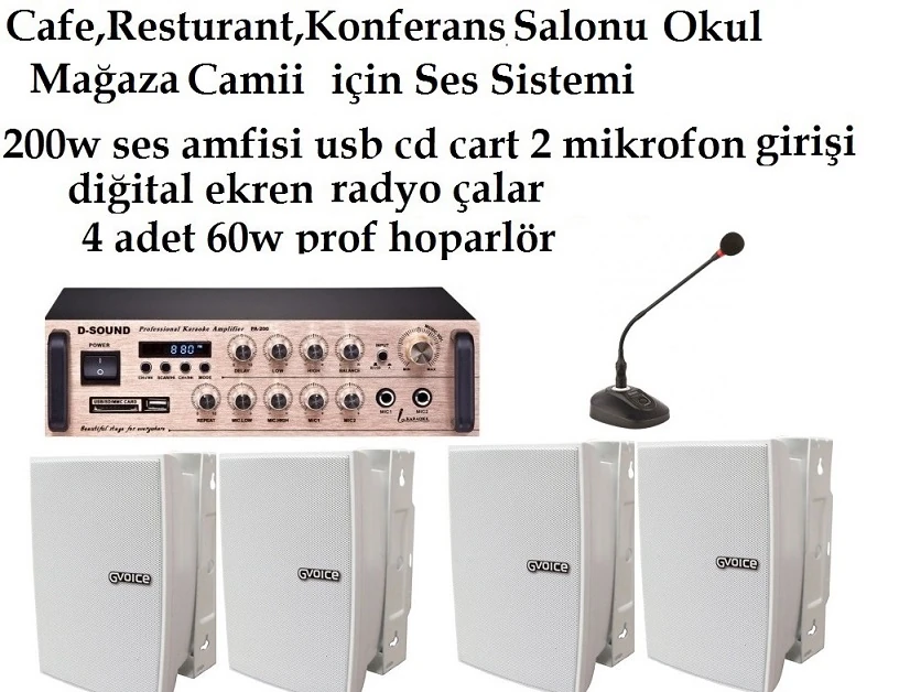 Pro-Stereo 4+1 Kürsü Çift Bölgeli (Zone) Kafe & Mağaza Ses Sistemi