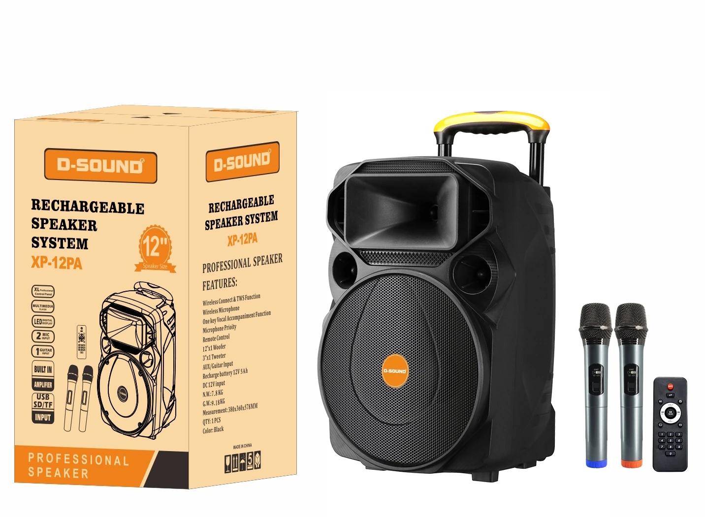 D-Sound Xp-12Pa Taşınabilir Şarjlı Hoparlör