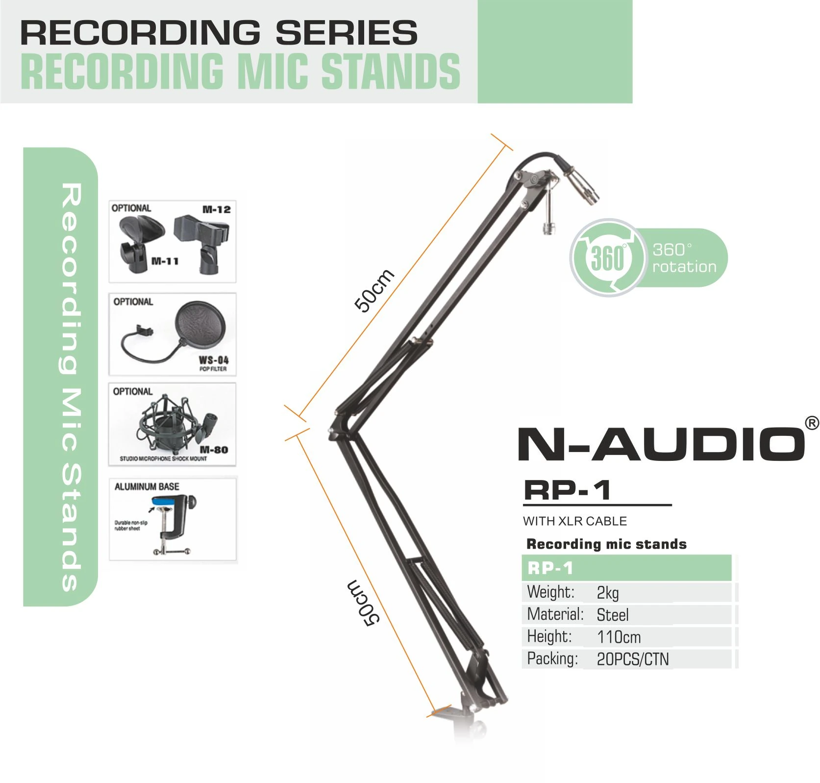 Rp-1 50Cm Akrobat Masa Monteli Mic Stand Kablolu