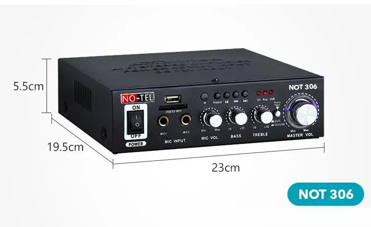 Notel NOT 306 Bluetooth Özellikli Stereo Mini Amplifikatör