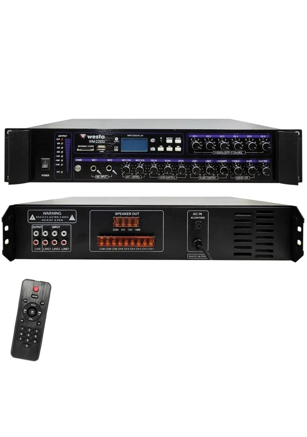 Westa Mixer Amfi 250W 6 Bölgeli Bass Treble Echo Bt/Usb/Sd Trafolu Westa Wm-2250U