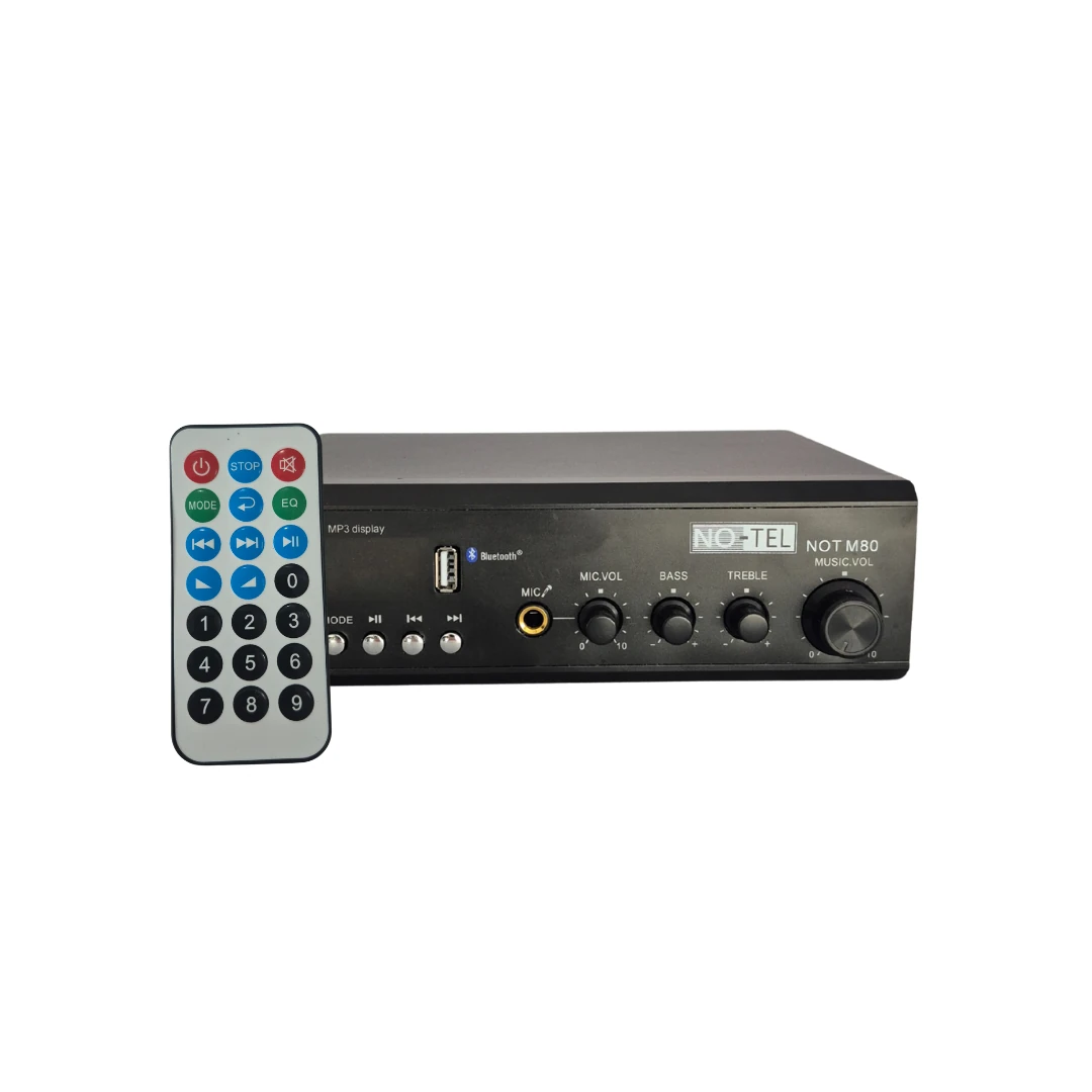 Notel NOT M80 80 Watt Bluetooth Ve USB Özellikli 100 V Hat Trafolu Kompakt Amfili Mikser