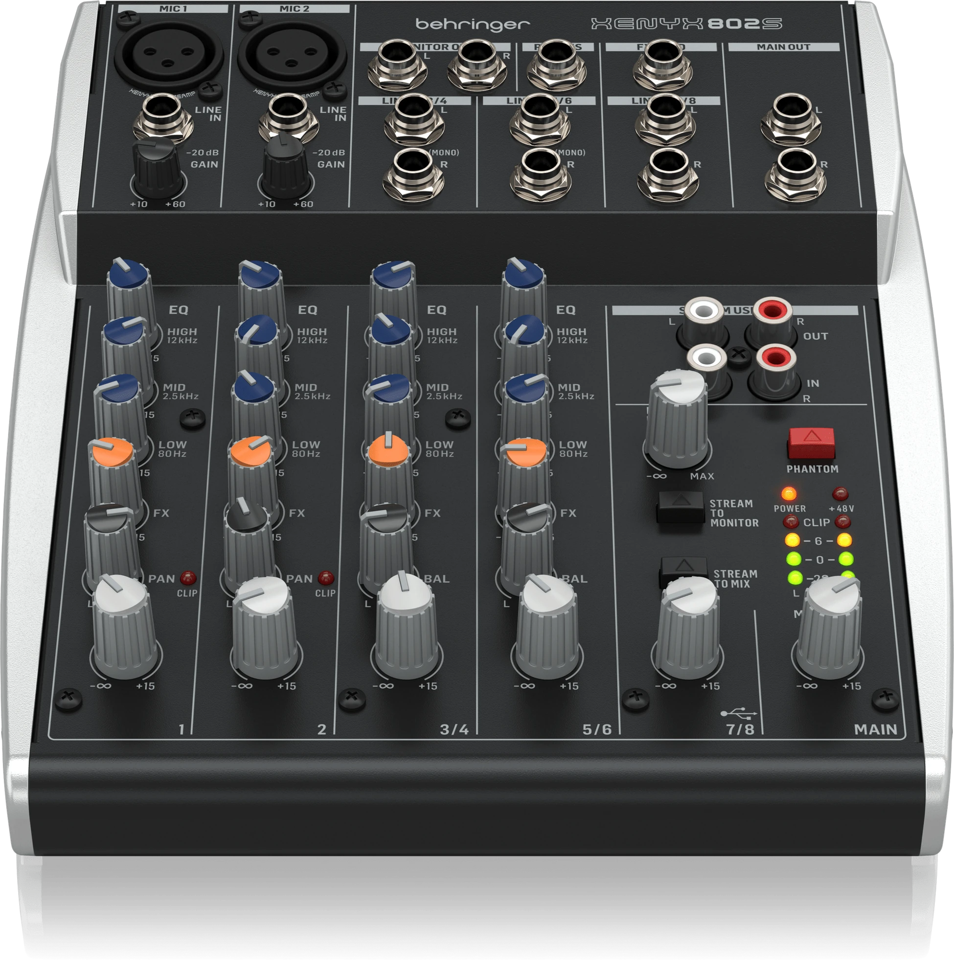 Behringer XENYX 802S Premium Analog 8-Input Mixer with USB Streaming Interface görünüm